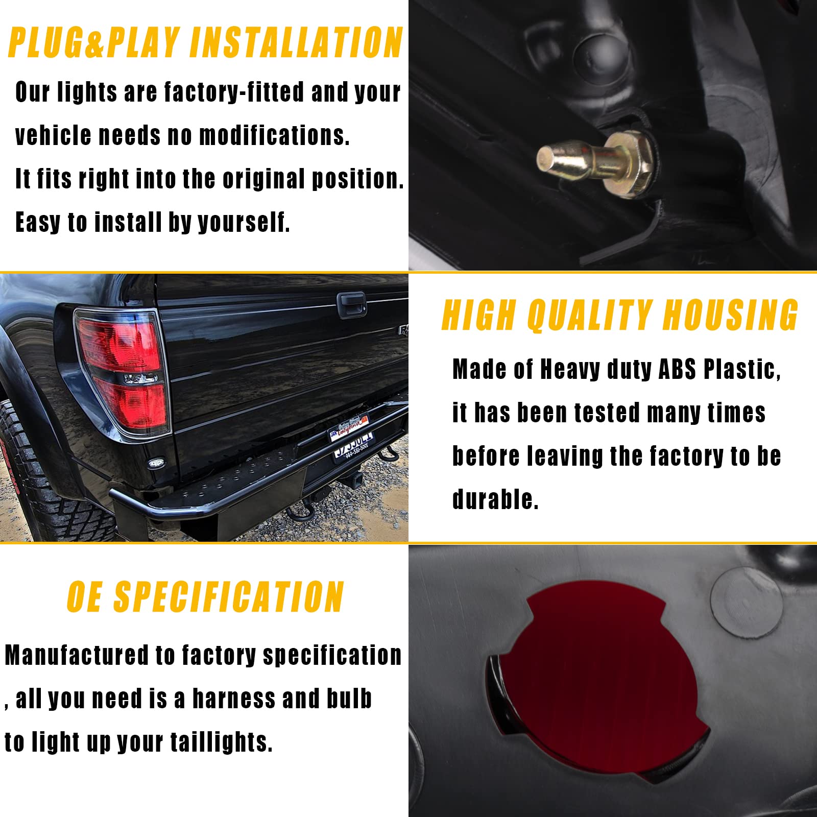 Boine Tail Light Compatible With 2009 2010 2011 2012 2013 2014 Ford F150 F-150 Left Driver And Passenger Side Rear Light Housing