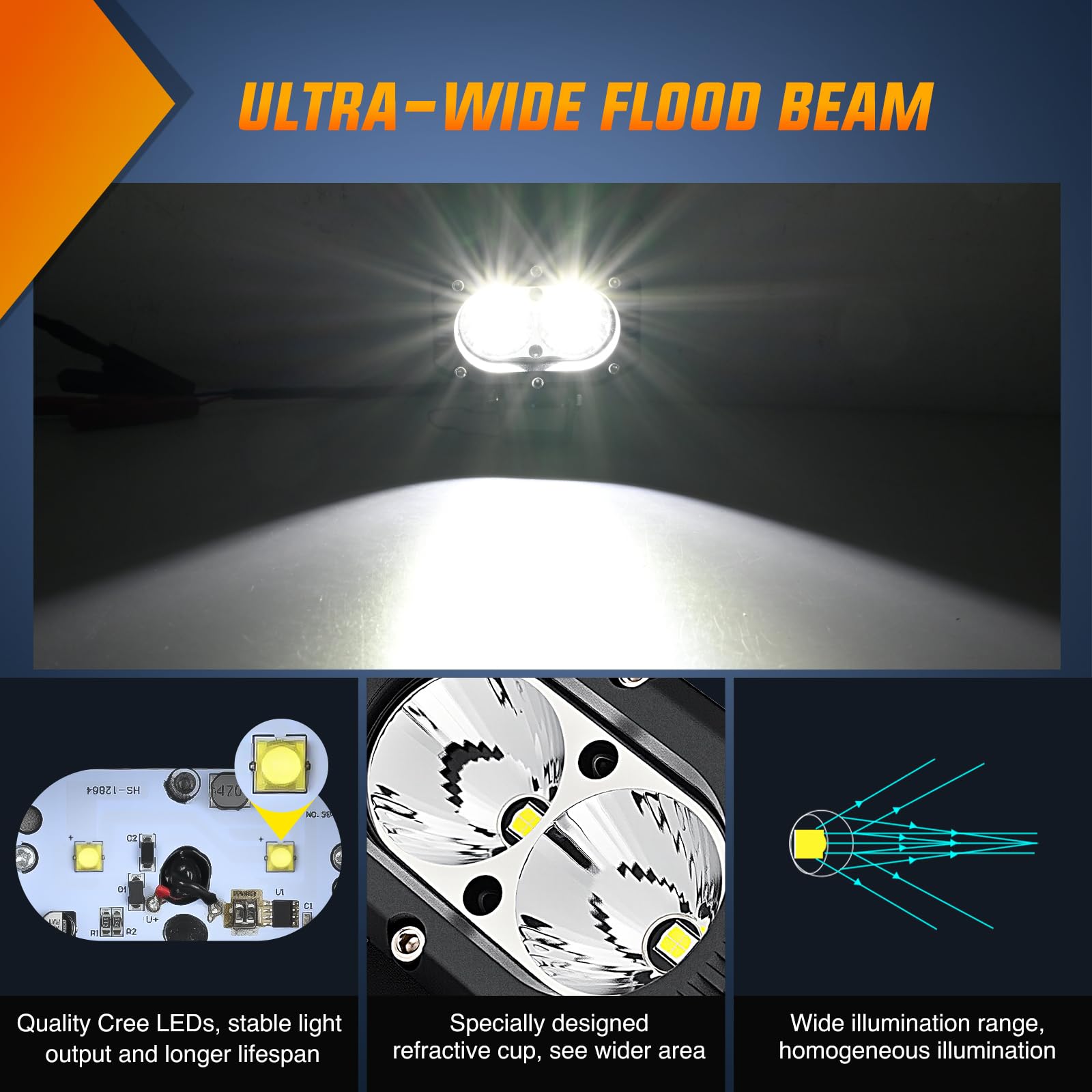 Nilight Led Pod Light 24W 4 Inch 2Pcs White Flood Beam Driving Lights Led Pods Ip67 Waterproof Auxiliary Offroad Lighting For Tr