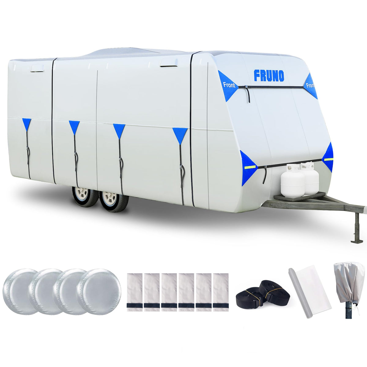 Fruno Oxford Fabric Travel Trailer Cover Rv Cover 18'-20' Waterproof Rip-Resistant Anti-Uv Camper Cover For Winter Snow With Jac