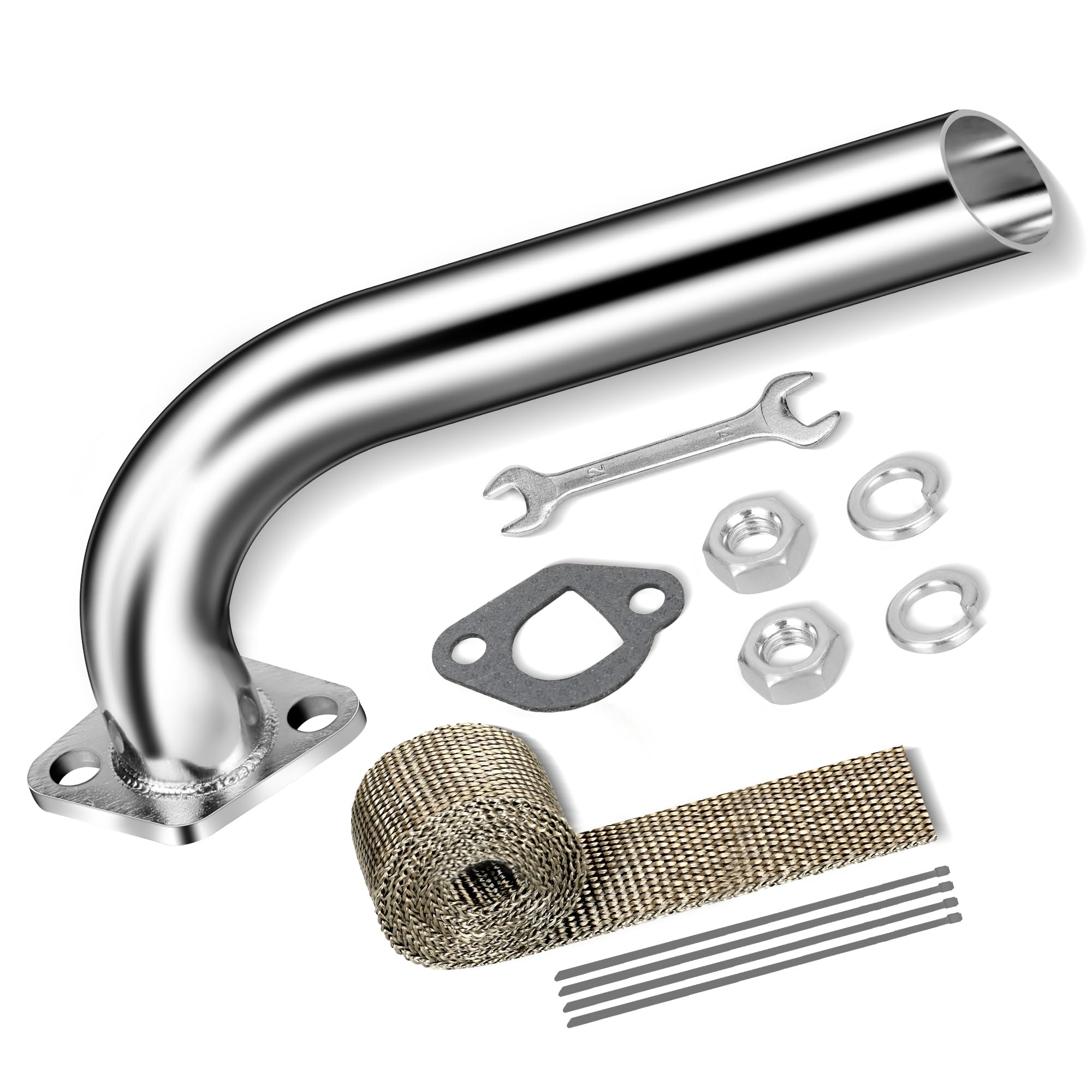 Fvrito Exhaust Pipe Header For Ct200U Coleman Bt200X Ct200U-Ex Kt196 Mini Bike Go Kart Predator 212Cc 224Cc 196Cc 6.5Hp Gx160 Gx