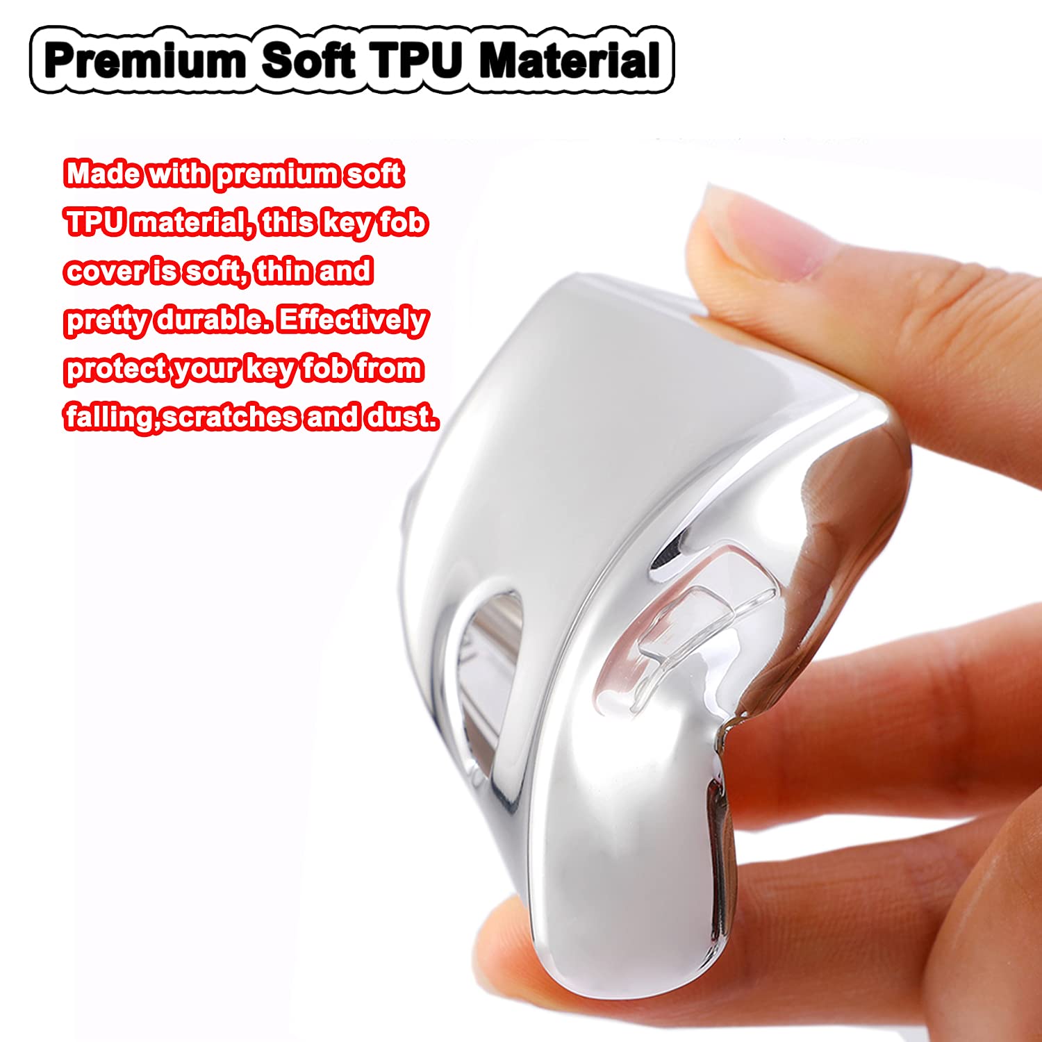 Arruweer Key Fob Cover For Volvo Full Protection Soft Tpu Smart Key Case Holder Fits For 2017 2018 2019 2020 2021 Volvo Xc40 Xc60 Xc90 S90 V90 Keyless Entry Remote (Silver)