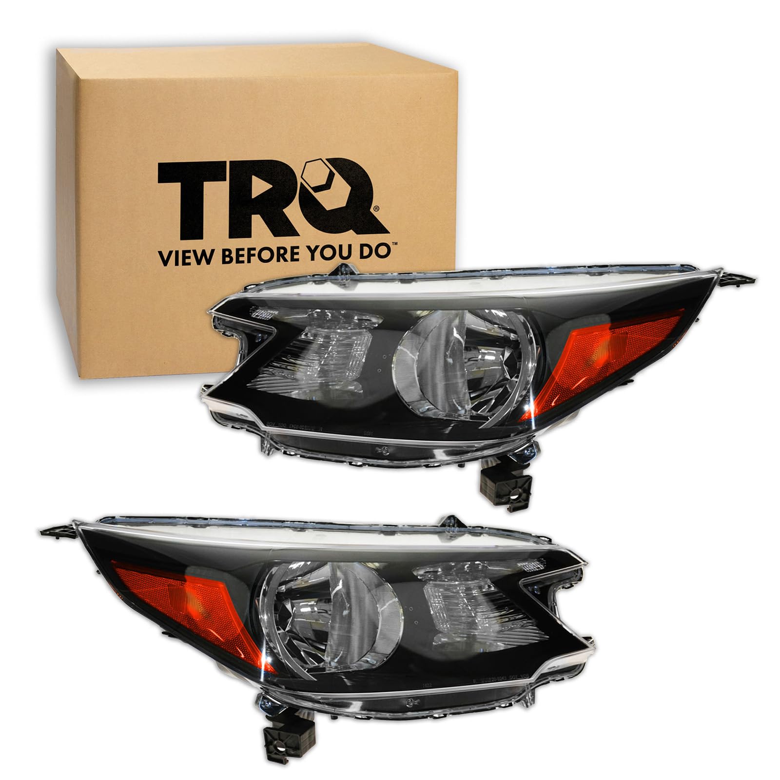 Trq Driver & Passenger Side Headlight Assembly Set Headlights Driver & Passenger Side Compatible With 2012-2014 Honda Cr-V Ho250