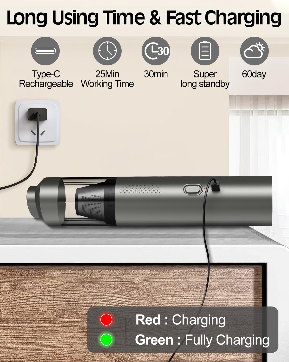 Car Vacuum Cleaner: 18000Pa Handheld Vacuum Cleaner Adjustable 2 Speed Brushless Motor And 120W High-Power Vacuum Cleaner 4000Ma