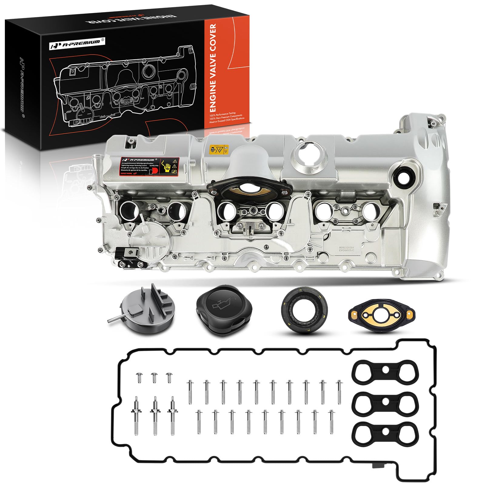 A-Premium Upgraded Aluminum Engine Valve Cover Kit - Compatible with BMW (E60 E70 E82 E83 E84 E89 E90 E92) Model - 2007-2013 - 2