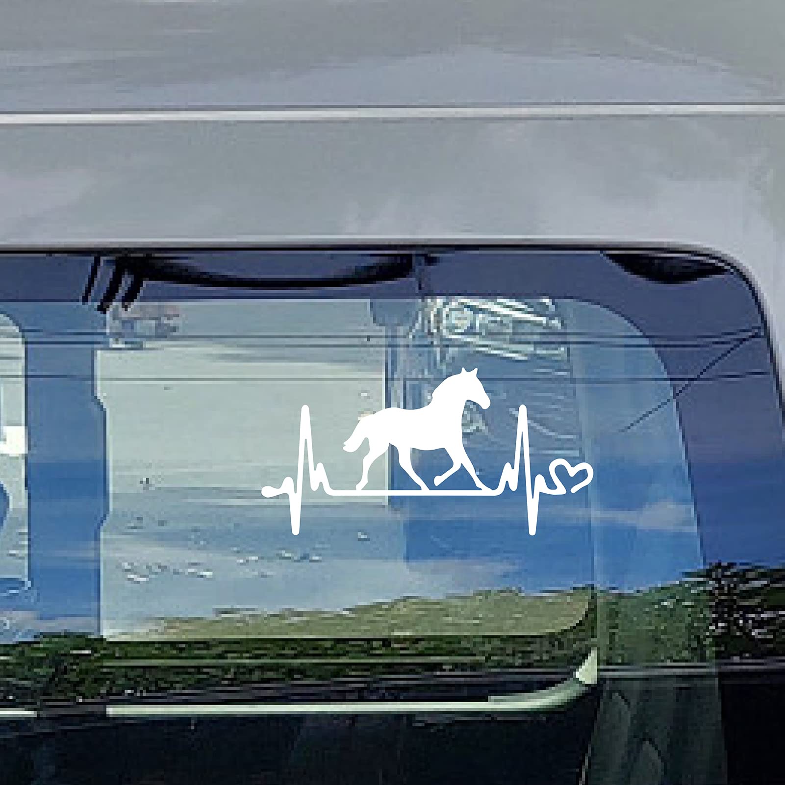 GORGECRAFT 4 Sheets Horse Heartbeat Decal Horseshoe Car Decal Self Adhesive Reflective Sticker Wall Decal Waterproof Automotive