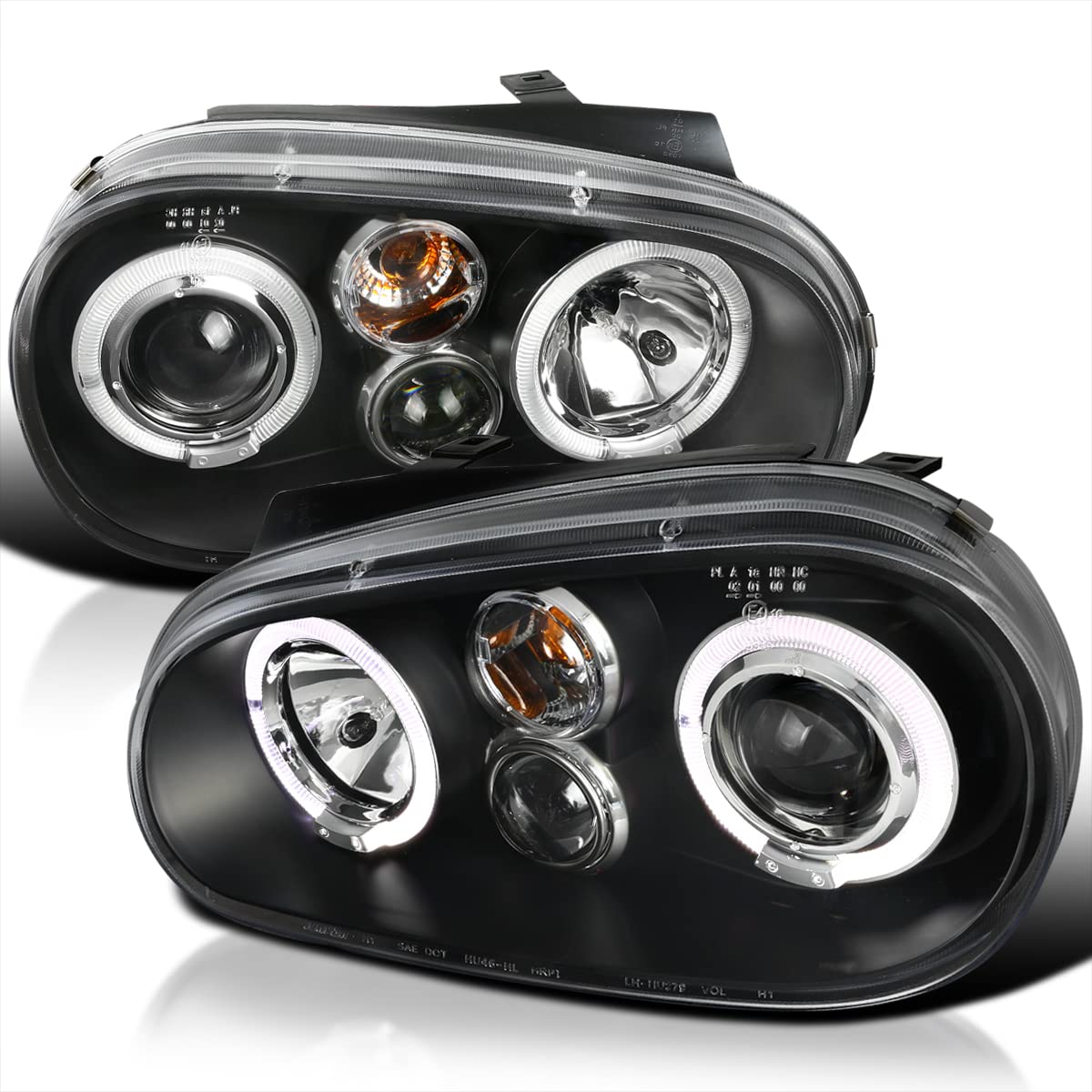 Spec-D Tuning Euro Black Projector Headlights Compatible With 1999-2006 Volkswagen Golf Mk4, 1999-2006 Volkswagen Gti, Left + Ri