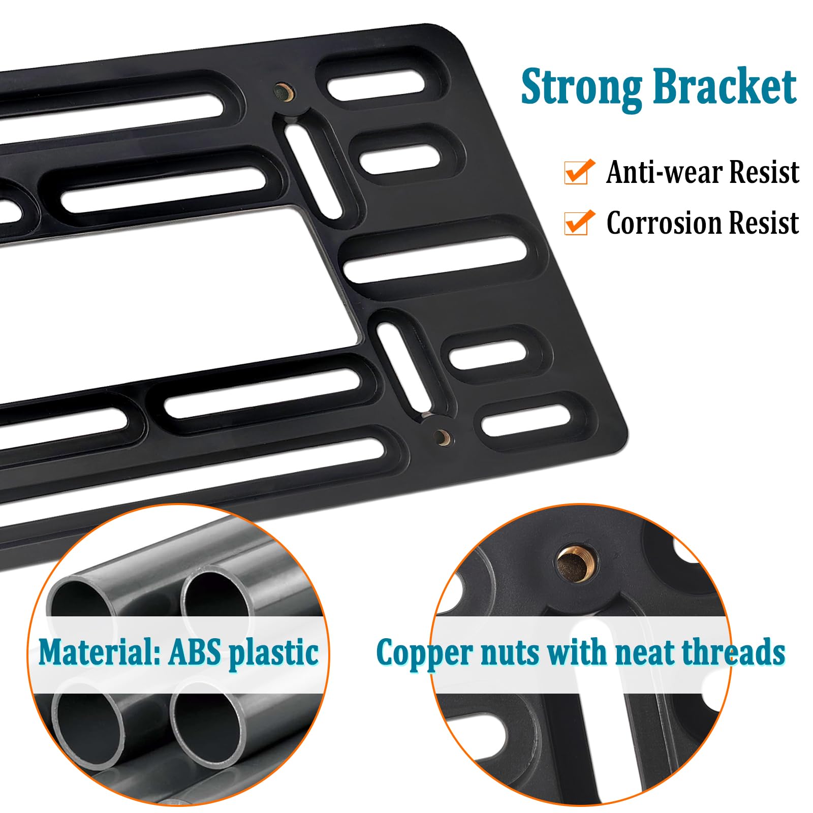 Aootf Front License Plate Bracket Holder- Front License Plate Mounting Kit For 2 Drill Holes Bumper, Universal Car Tag Adapter W