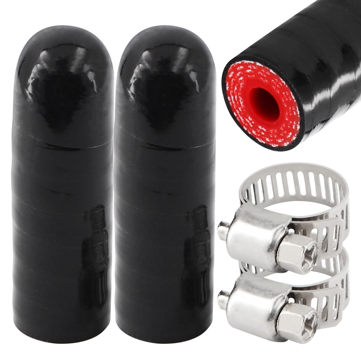 2Pcs High Temperature 4-Ply Reinforced Silicone Hose Cap ID 1/4 Inch(6.5mm) Hose End Plug for Turbo Bypass Valve/Throttle Body W