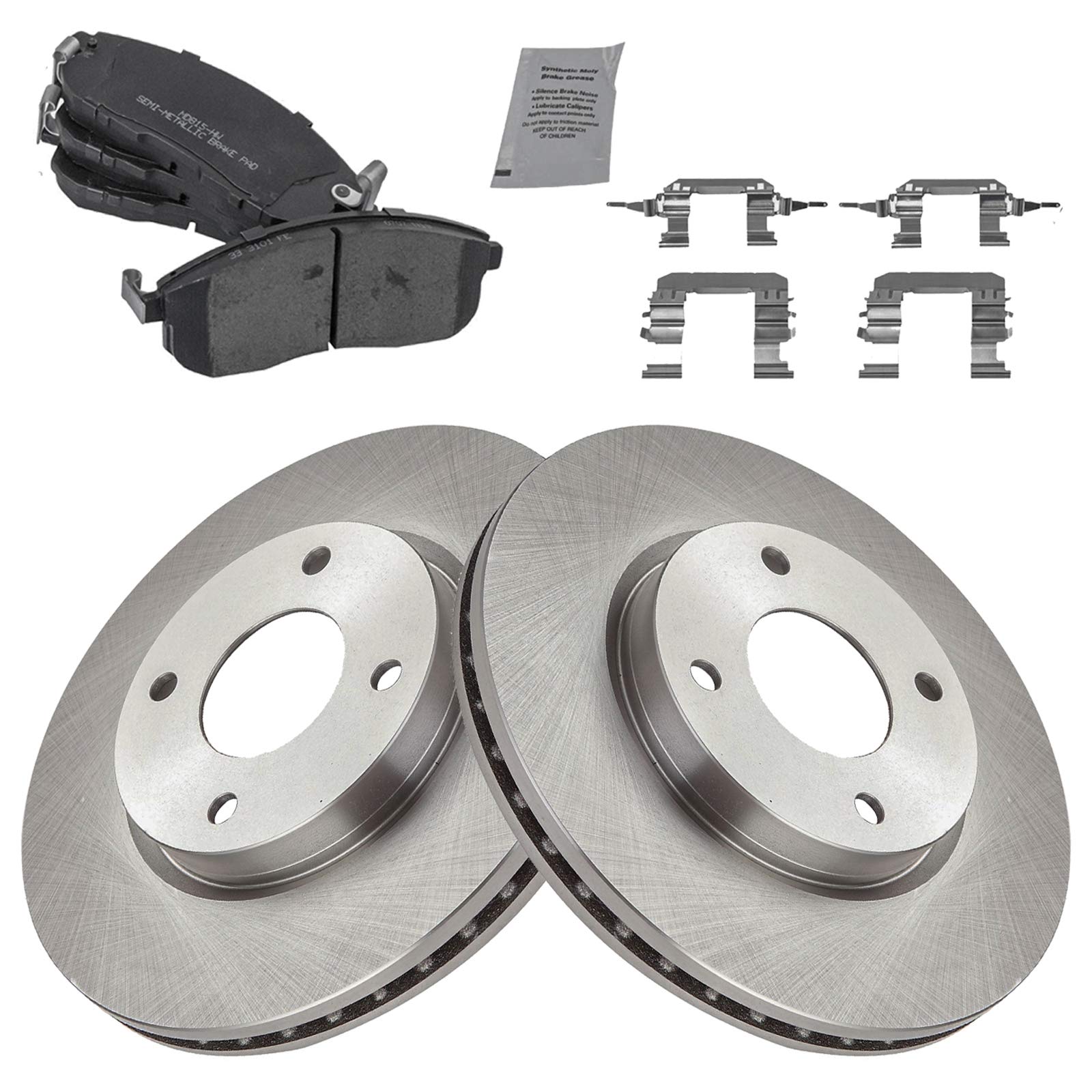 Trq Front Brake Pad & Rotor Kit Brake Pads Brake Rotor Semi-Metallic Compatible With 2009-2014 Nissan Cube 2007-2012 Sentra Vers