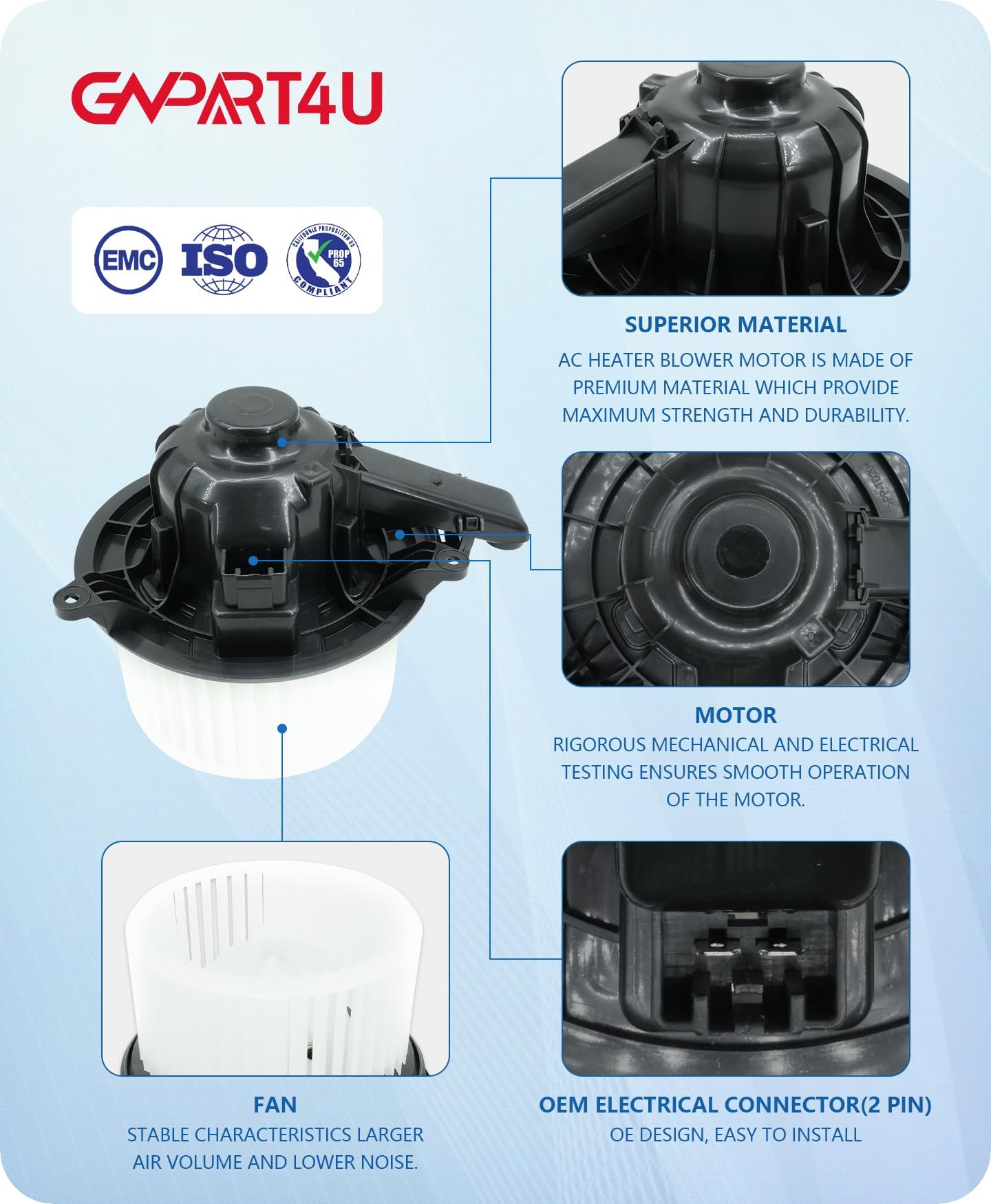 Gvpart4U Front Blower Motor 700237 For Ford 2009 2010 2011 2012 2013 2014 F150, 2009-2014 2015 2016 2017 Ford Expedition Lincoln