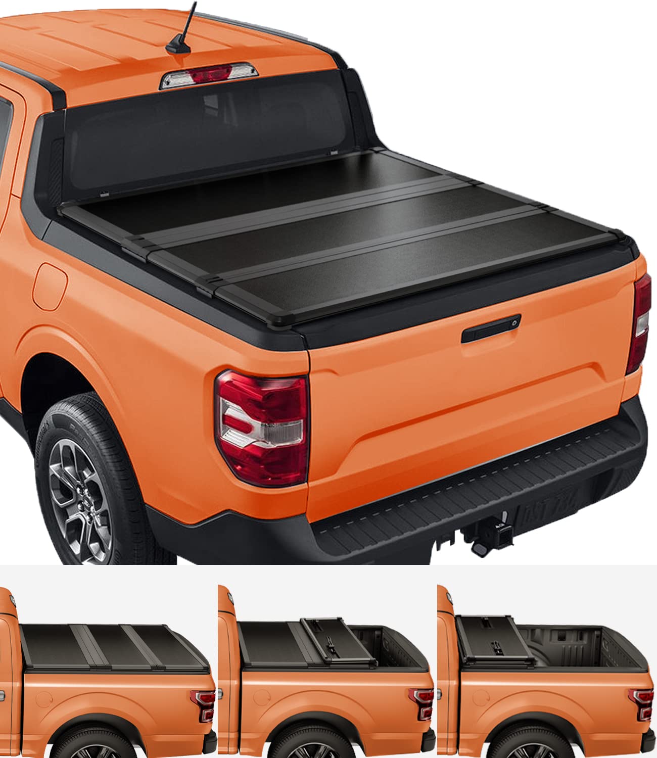 Tiptop Tri-Fold Hard Tonneau Cover Truck Bed Frp On Top For 2022 2023 2024 2025 Ford Maverick 4.6Ft Bed (54.4'') | Tpm3 |