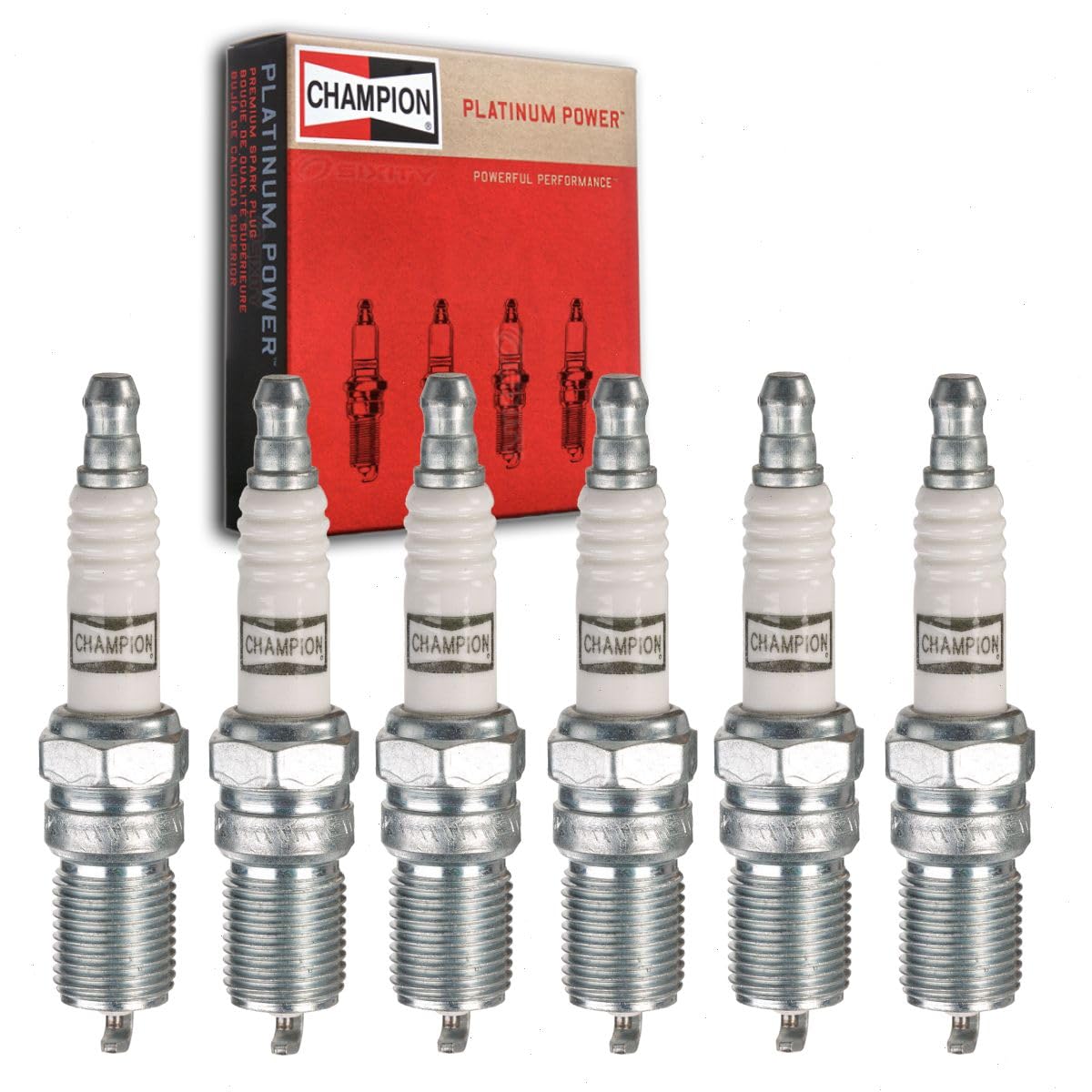 6 pc Champion Platinum Spark Plugs compatible with Chevrolet Silverado 1500 4.3L V6 1999-2013