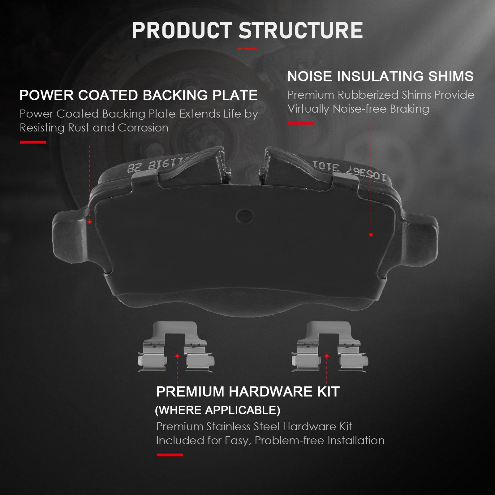 Cciyu D1309 Ceramic Rear Brake Pad Set Fit For 2007-2016 For Mini Cooper