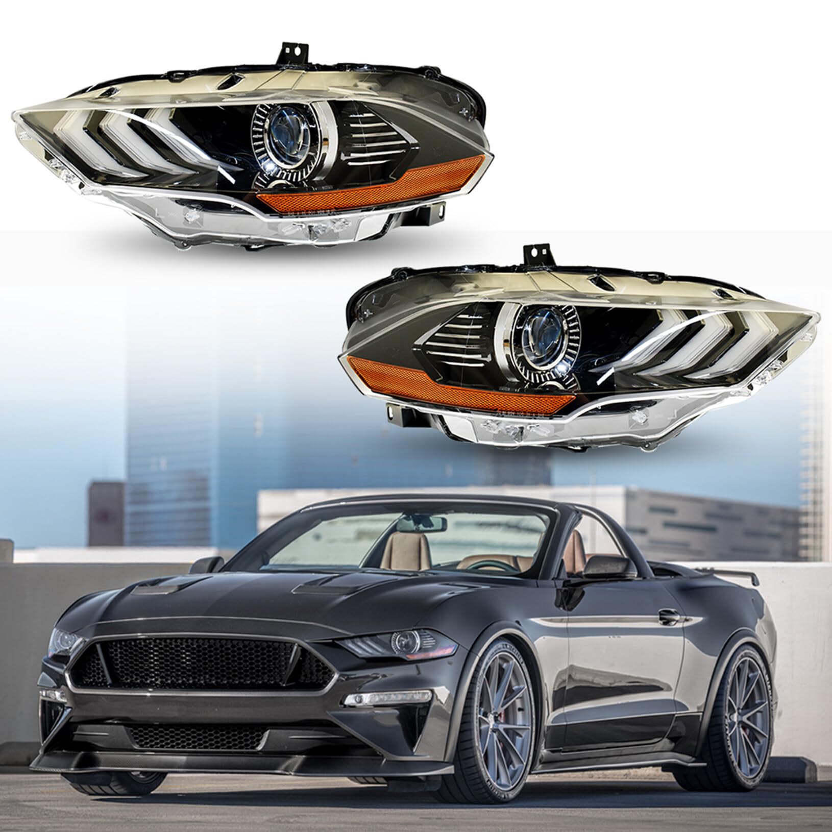 Lablt Headlights Front Head Lamps Replacement For 2018-2020 Mustang Headlight Assembly Projector Driver And Passenger Side