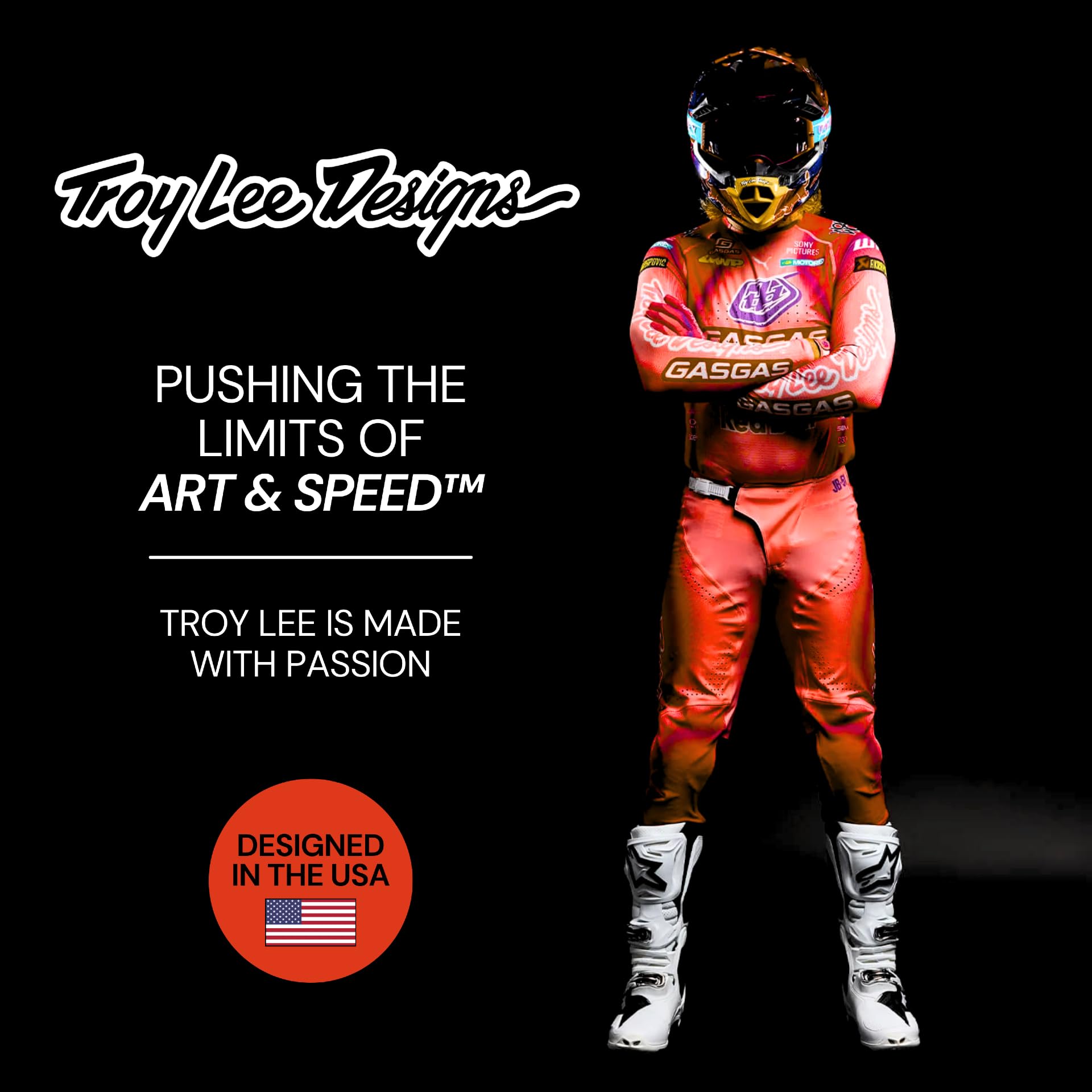 Troy Lee Designs Offroad Motocross Dirt Bike ATV Motorcycle Powersports Racing Jersey Shirt for Men, GP (Solid Black/Gray, S)