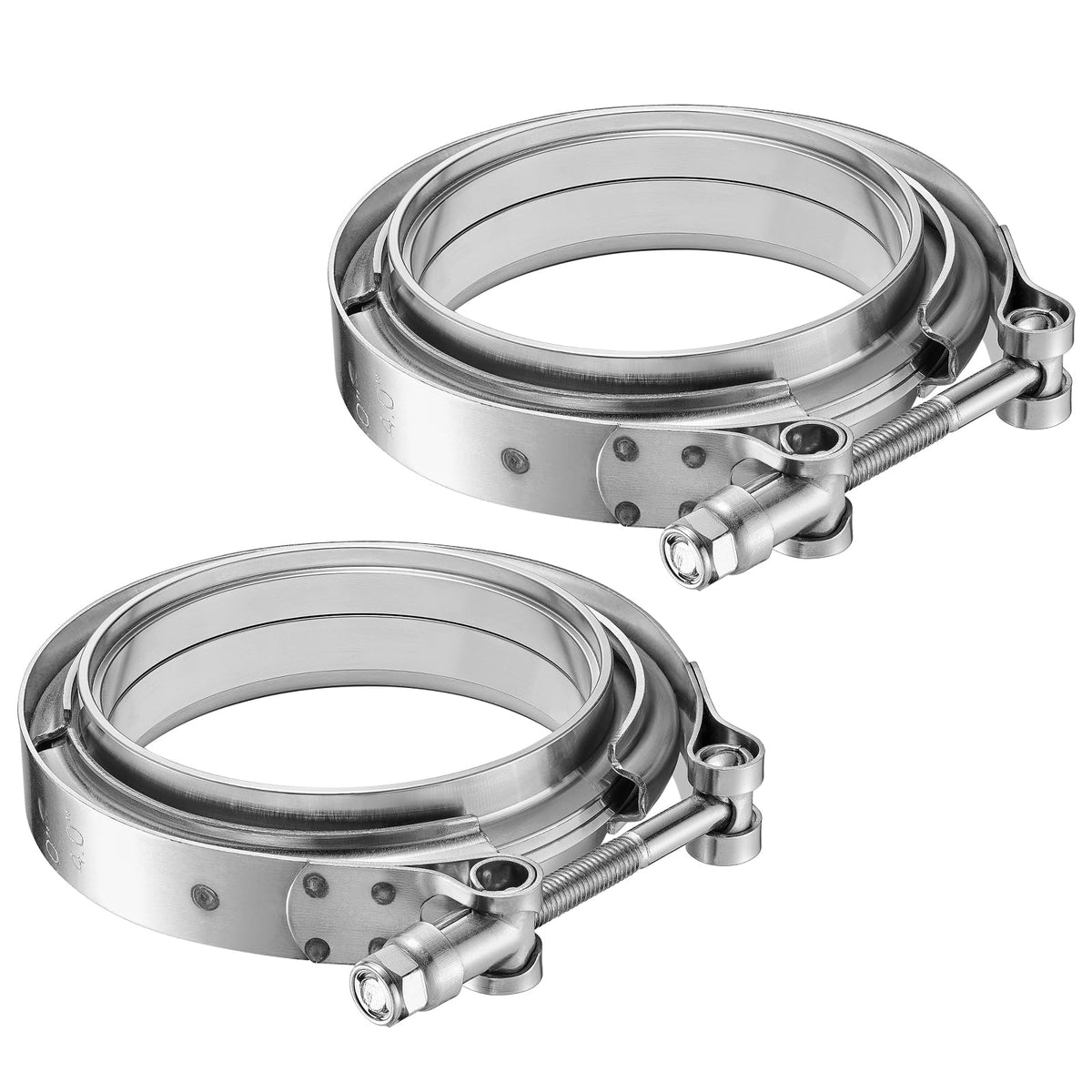 Sykrss 3.5 Inch V Band Clamp With Flange Male Female Universal 304 Stainless Steel For Car 2Pcs