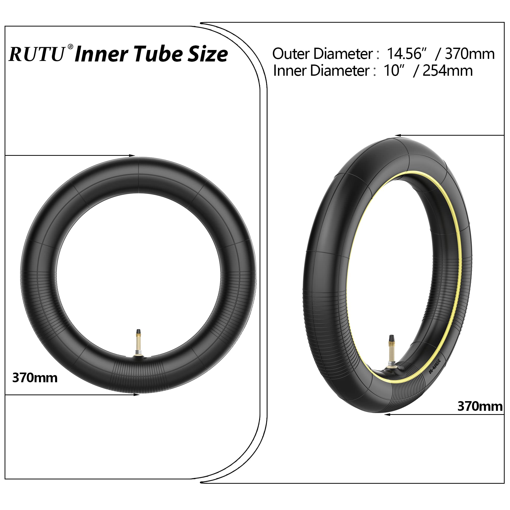 RUTU 3.00-10 2.75/3.00-10 2.50x10 Inner Tube with TR4 Straight Valve Stem for CRF50 CT 70 EZ 90 Cub KLX DRZ 110 Dirt Pit Bike Ch