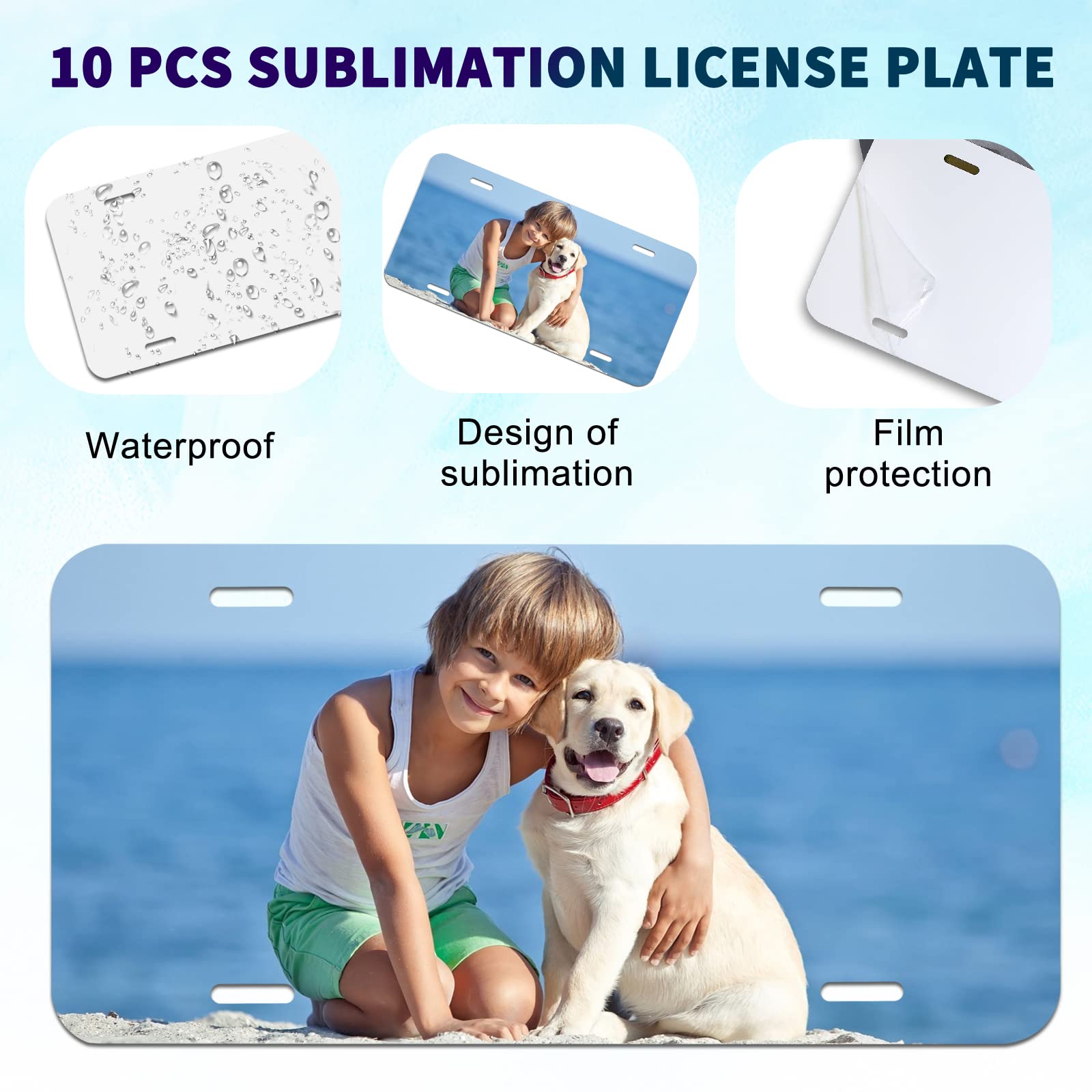 10 Pack Sublimation License Plate Blanks,1Mm Super Thick Heat Thermal Transfer Sheet Diy Picture Sublimation Blank,Metal Aluminu