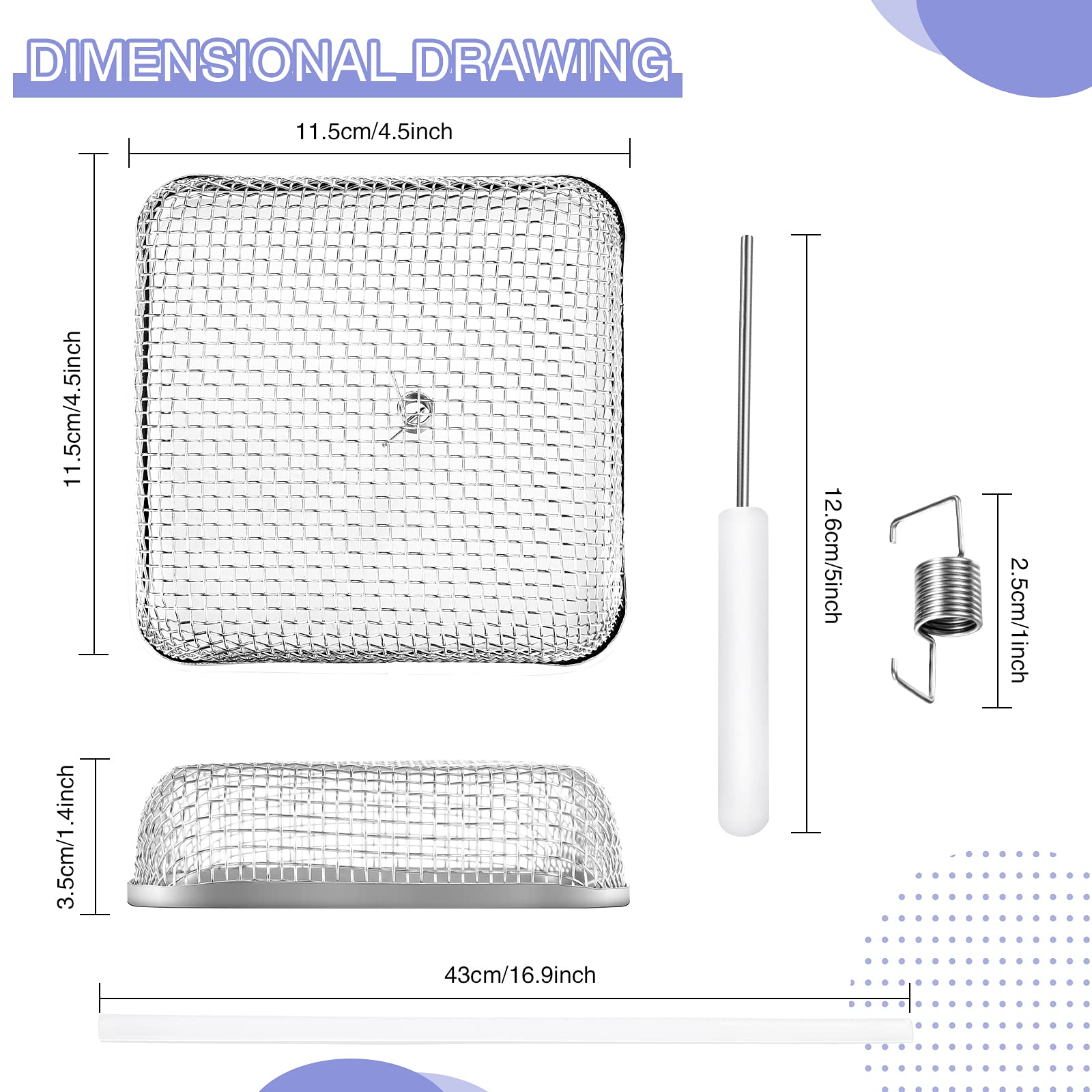 Flying Animal Screen Rv Furnace Vent Cover 4.5 X 4.5 X 1.3 Inches Stainless Steel Mesh With Installation Tool And 16.9 Inches Si