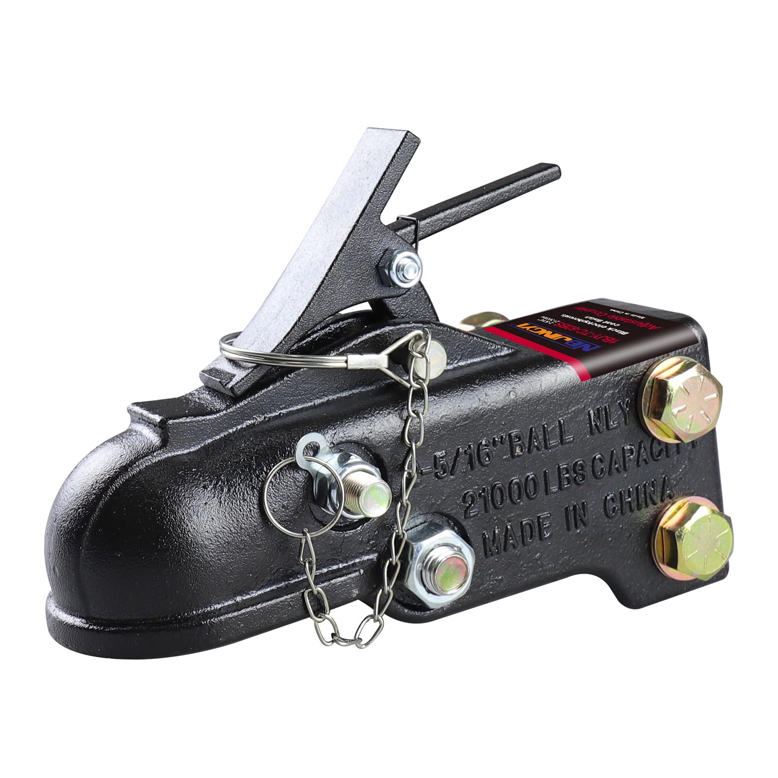NBJINGYI 2-5/16 Heavy Duty Adjustable Trailer Coupler - 21,000 lb Capacity, Channel-Mount Design with Hardware Kit, Sleeve-Lock 