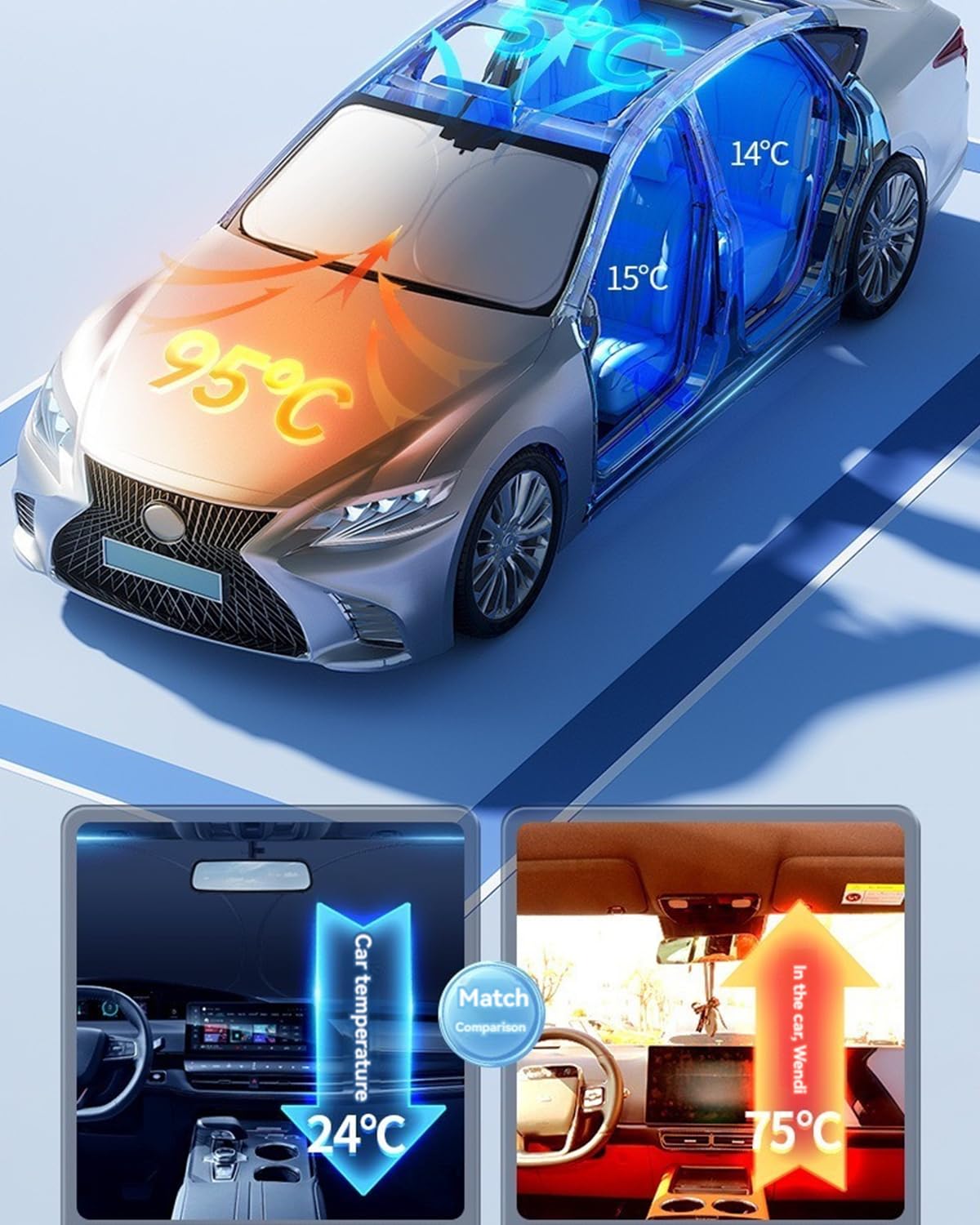 Windshield Sun Shade For Volkswagen Golf Front Window Shades Cover For 2015-2024 Golf Windshield Sun Visor Protector Car Accesso