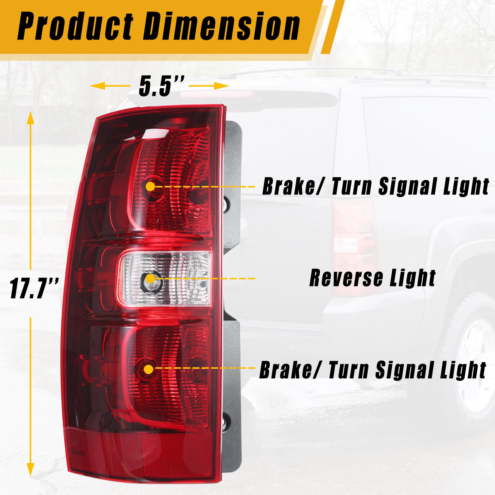 Boine Right Passenger Side Tail Light Compatible With 2007-2014 Chevrolet Chevy Tahoe Suburban 1500 2500 Rear Light Housing Brak