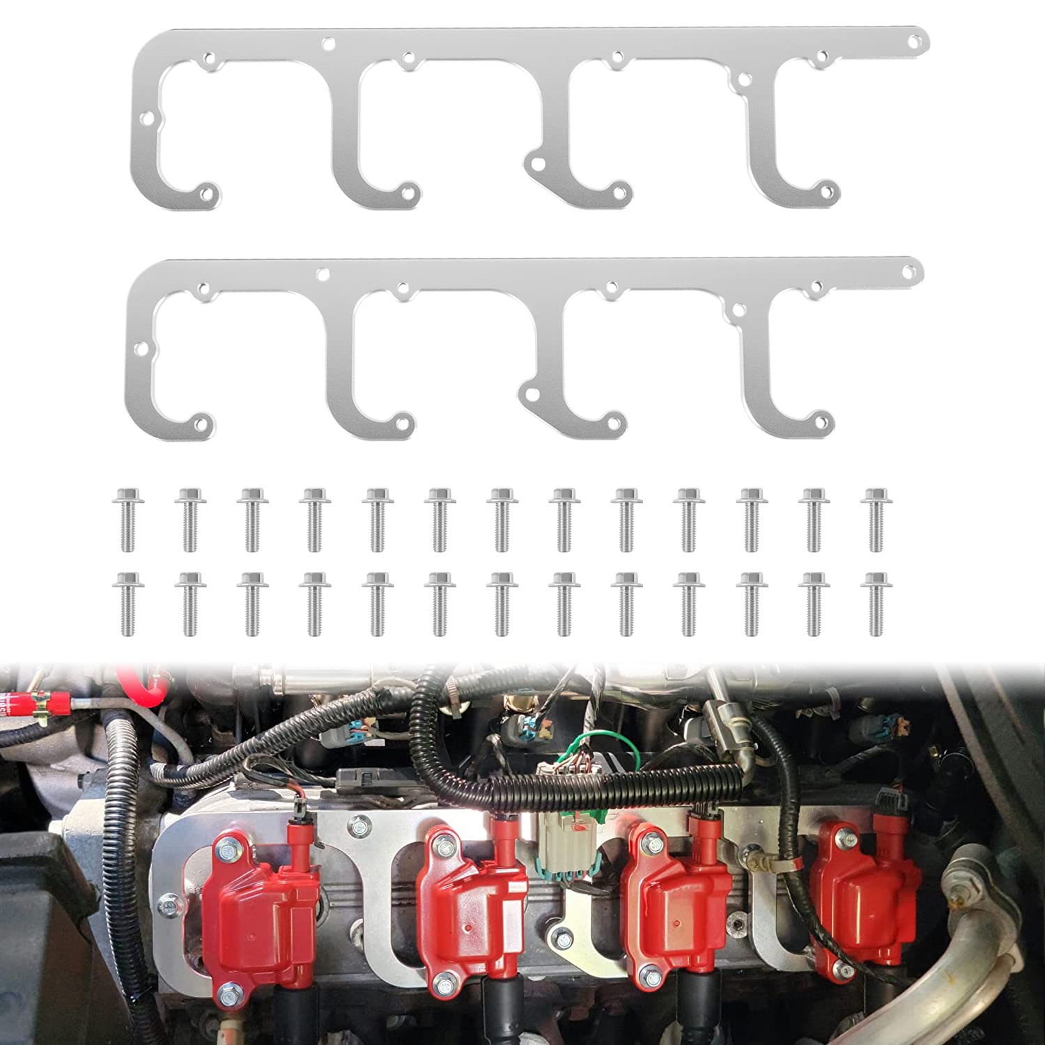 For 5.3L LS Truck Square Ignition Coil Brackets Mount Valve Cover Fit for 12558693 D514A D510C D581 LSX Swap Heat Sink for LQ9 L