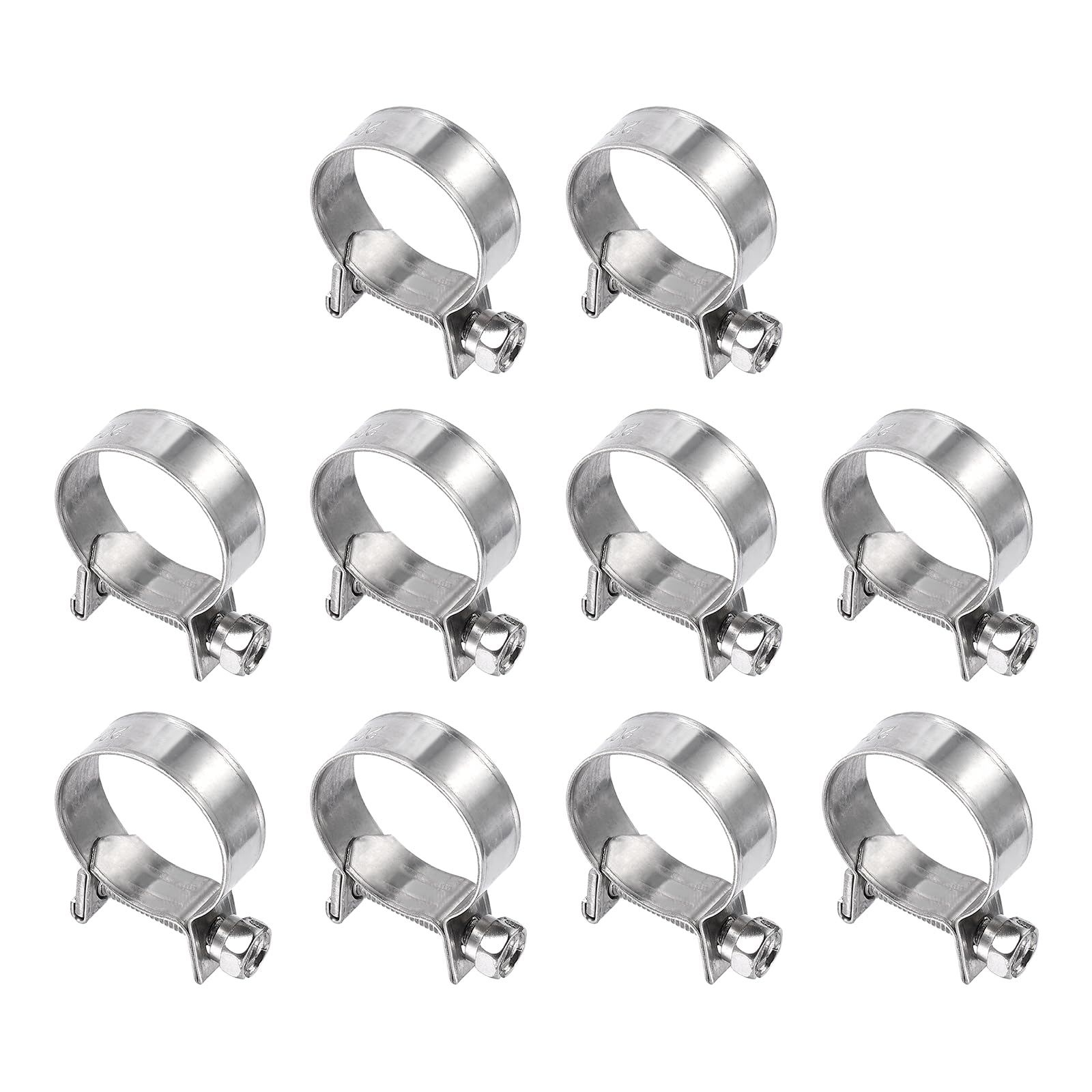 HARFINGTON 10pcs Fuel Injection Hose Clamp 20-22mm Adjustable 304 Stainless Steel Mini Gas Line Hose Clamp for Automotive Agricu