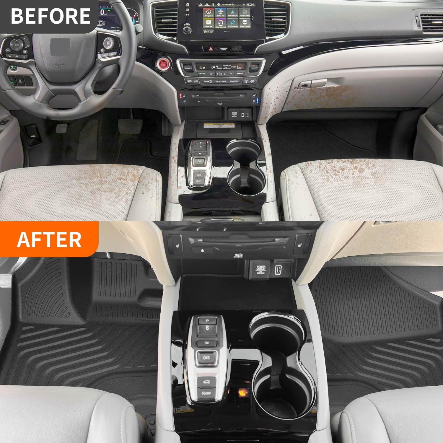 powoq Floor Mat Compatible with 2016-2022 Honda Pilot Cargo Mat with Backrest Mat Cargo Liner Replacement for 2016-2022 Honda Pi