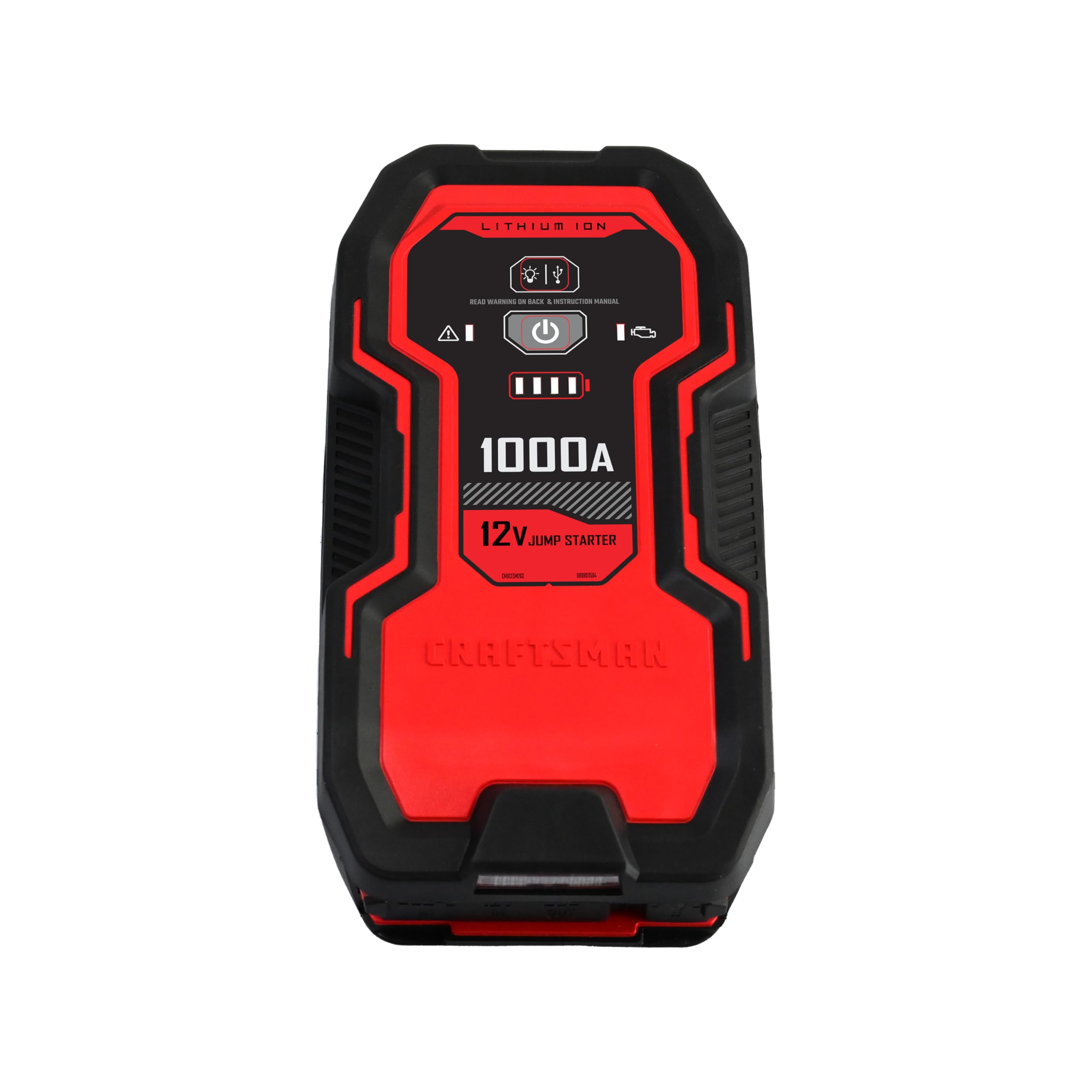 CRAFTSMAN Lithium Jump Starter and Portable Power Pack, CMXCESM263, 3-in-1, 2.4 Amp USB Port, LED Light, 1000 Amps, 12 Volt, for