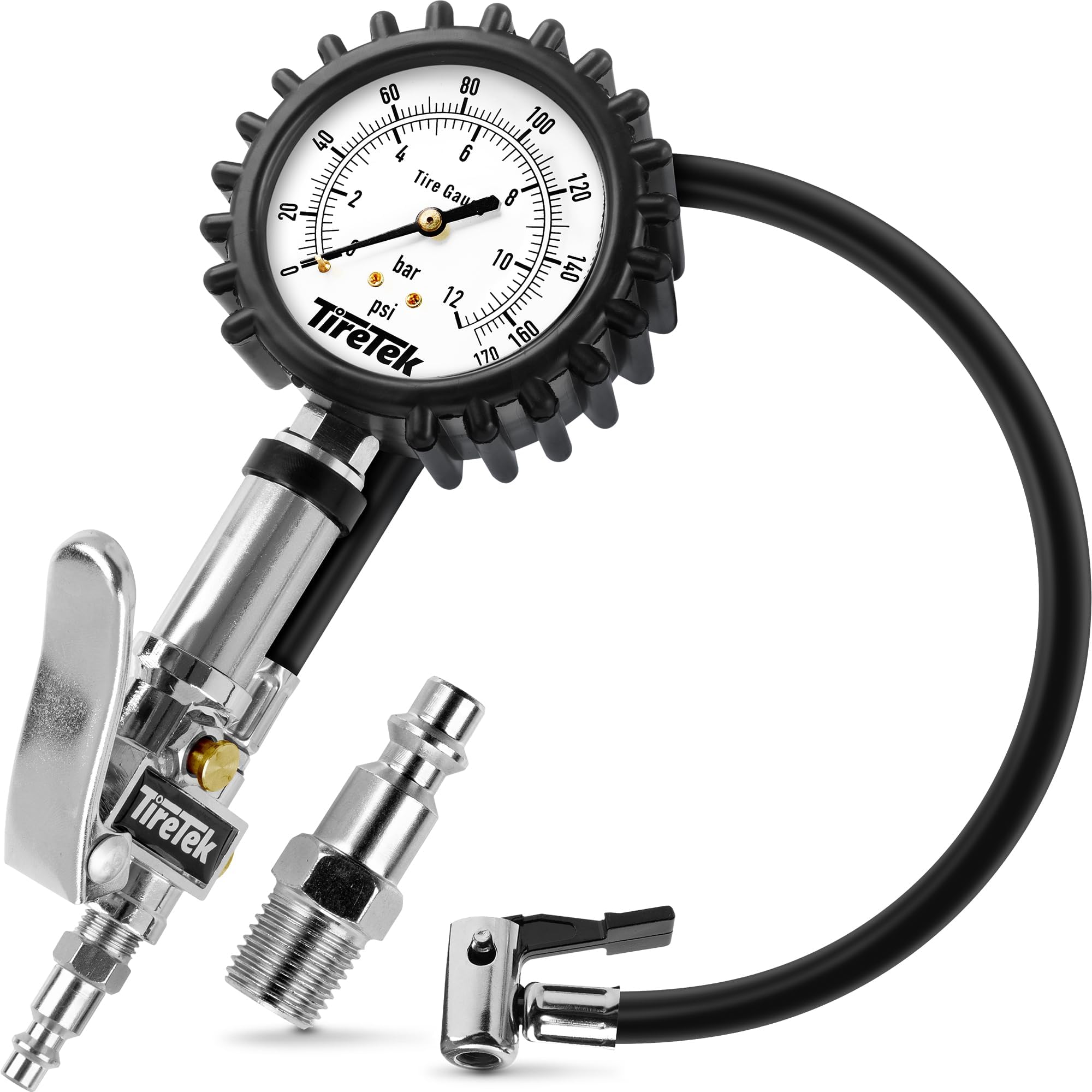 TireTek Tire Pressure Gauge for Cars (170 PSI)  Professional Tire Inflator with Secure Air Chuck  Tire Gauge for Tire Pressure