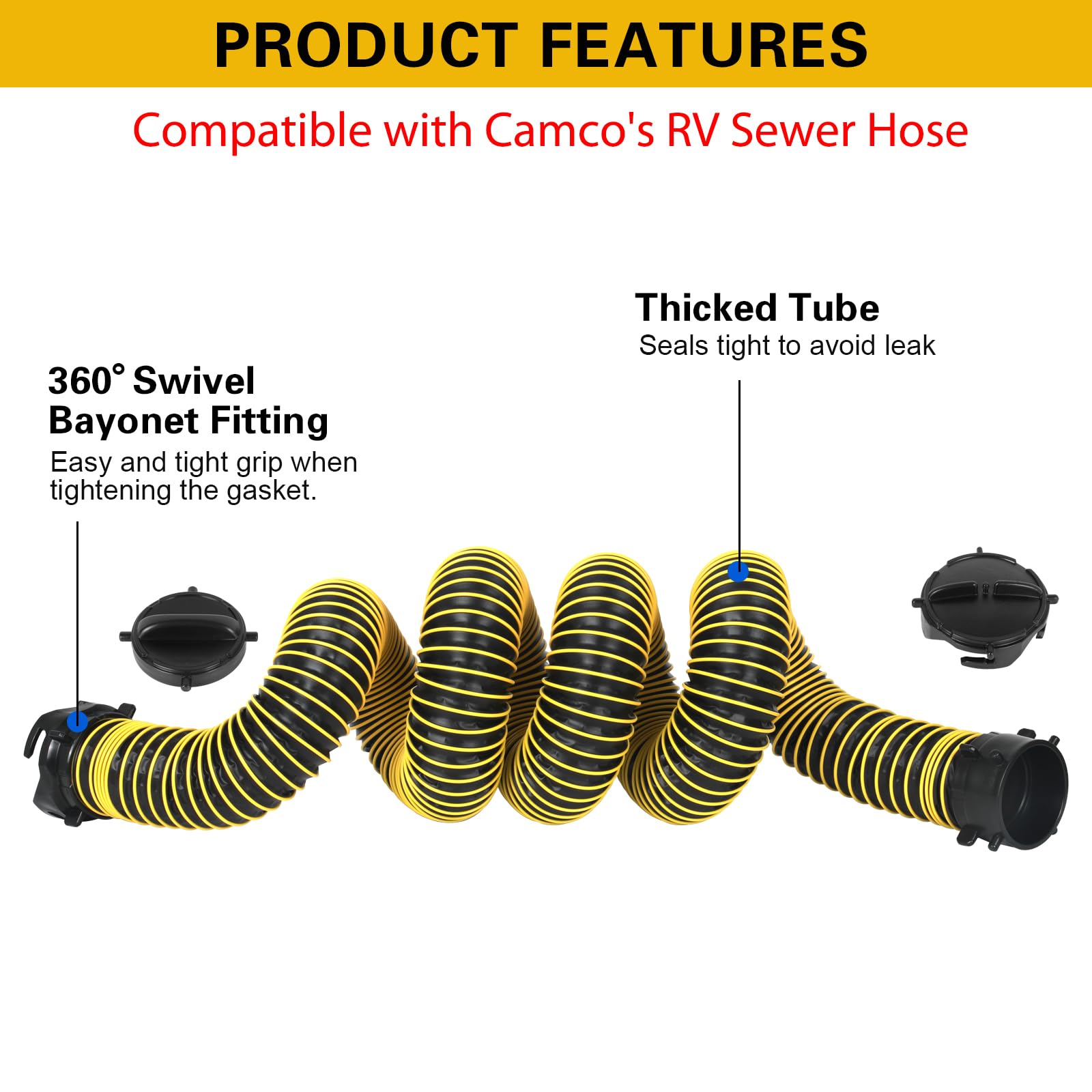 Litbm 10Ft Rv Sewer Hose Extension, 24-Mil Heavy Duty Tpe Material For Abrasion Resistance And Crush Protection, Camper Rv Exten
