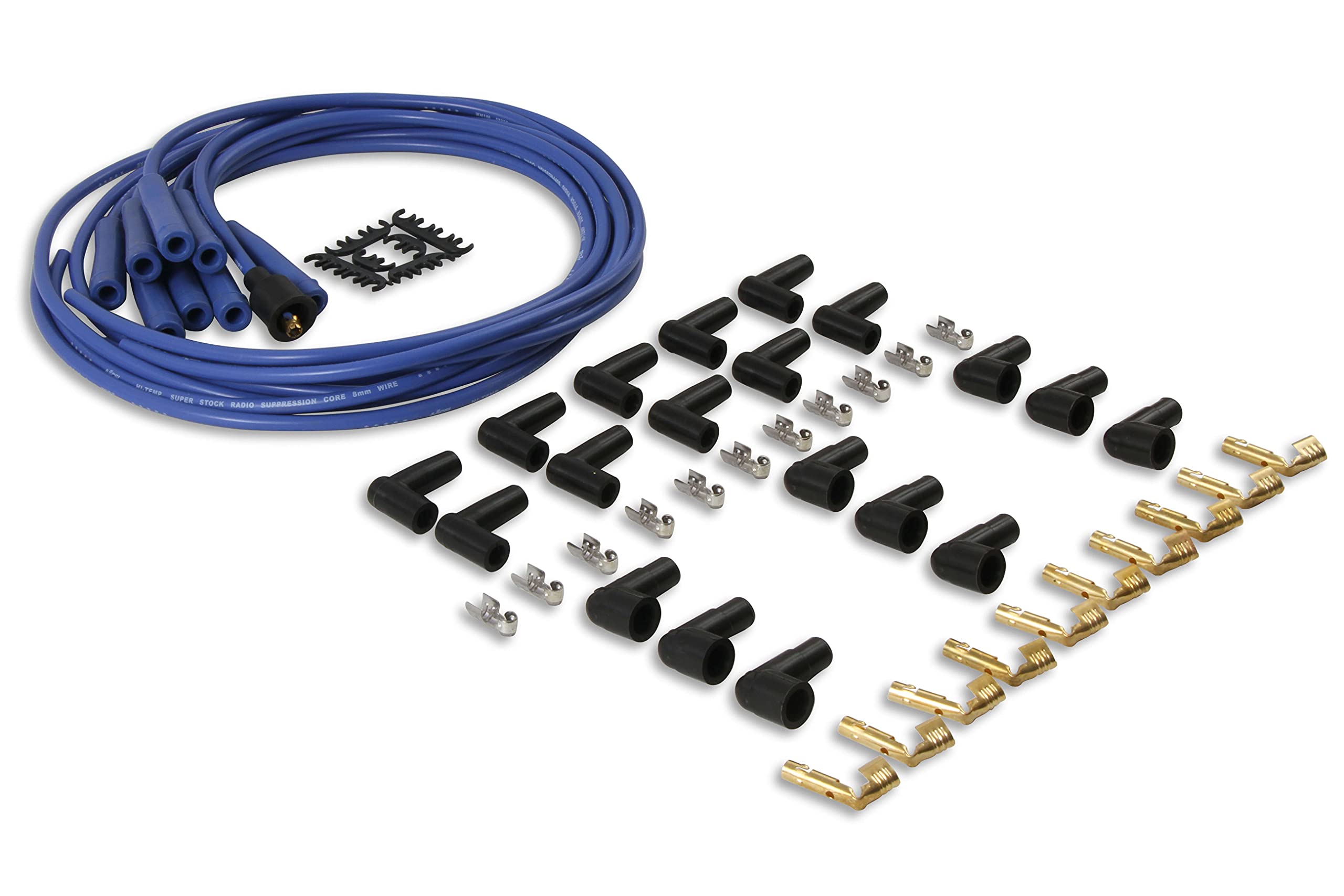 Accel 4040B 8Mm Spark Plug Wire Set Super Stock Graphite Universal, Blue