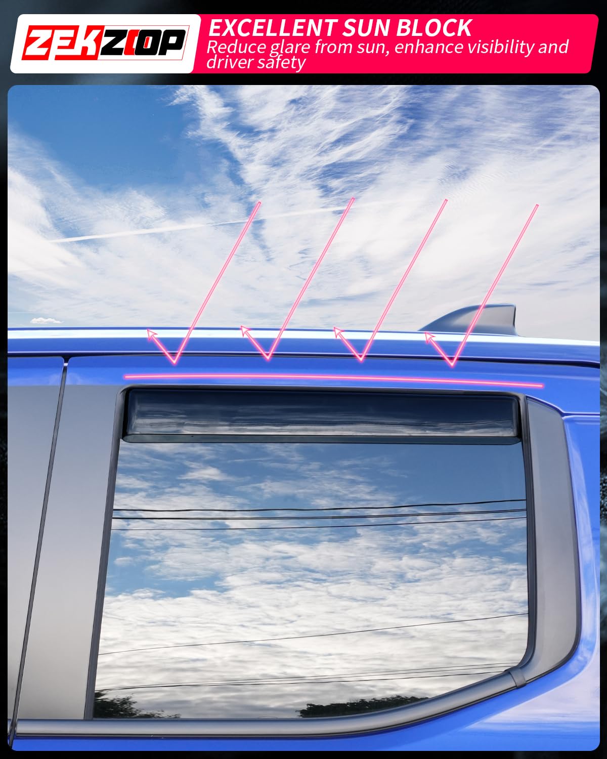 Zekzoop Visor Rain Guards Compatible with 2024 2025 Toyota Tacoma Front and Rear in-Channel Window Visors Wind Deflectors Weathe