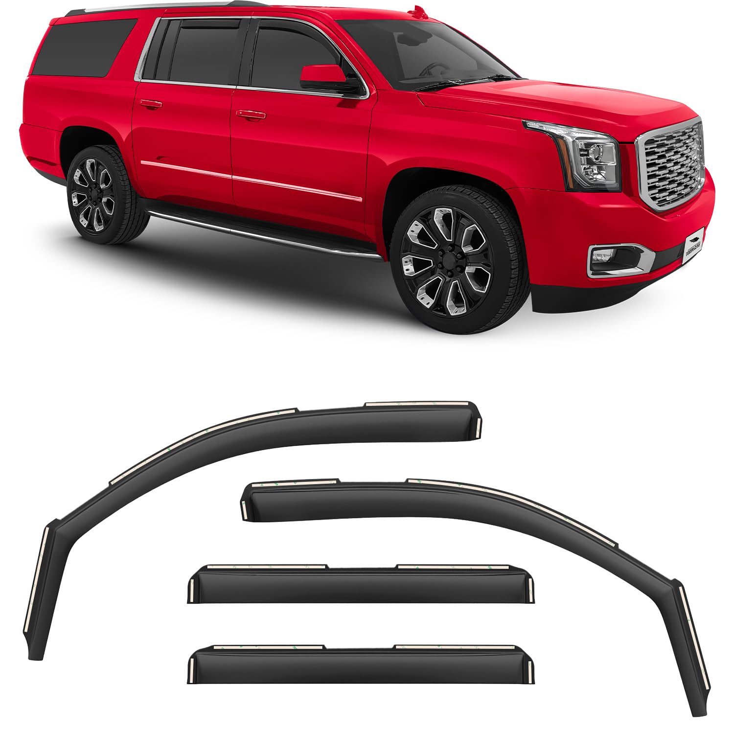 Voron Glass In-Channel Extra Durable Rain Guards For Gmc Yukon Xl 2015-2020, Window Deflectors, Vent Window Visors, 4 Pieces - 2