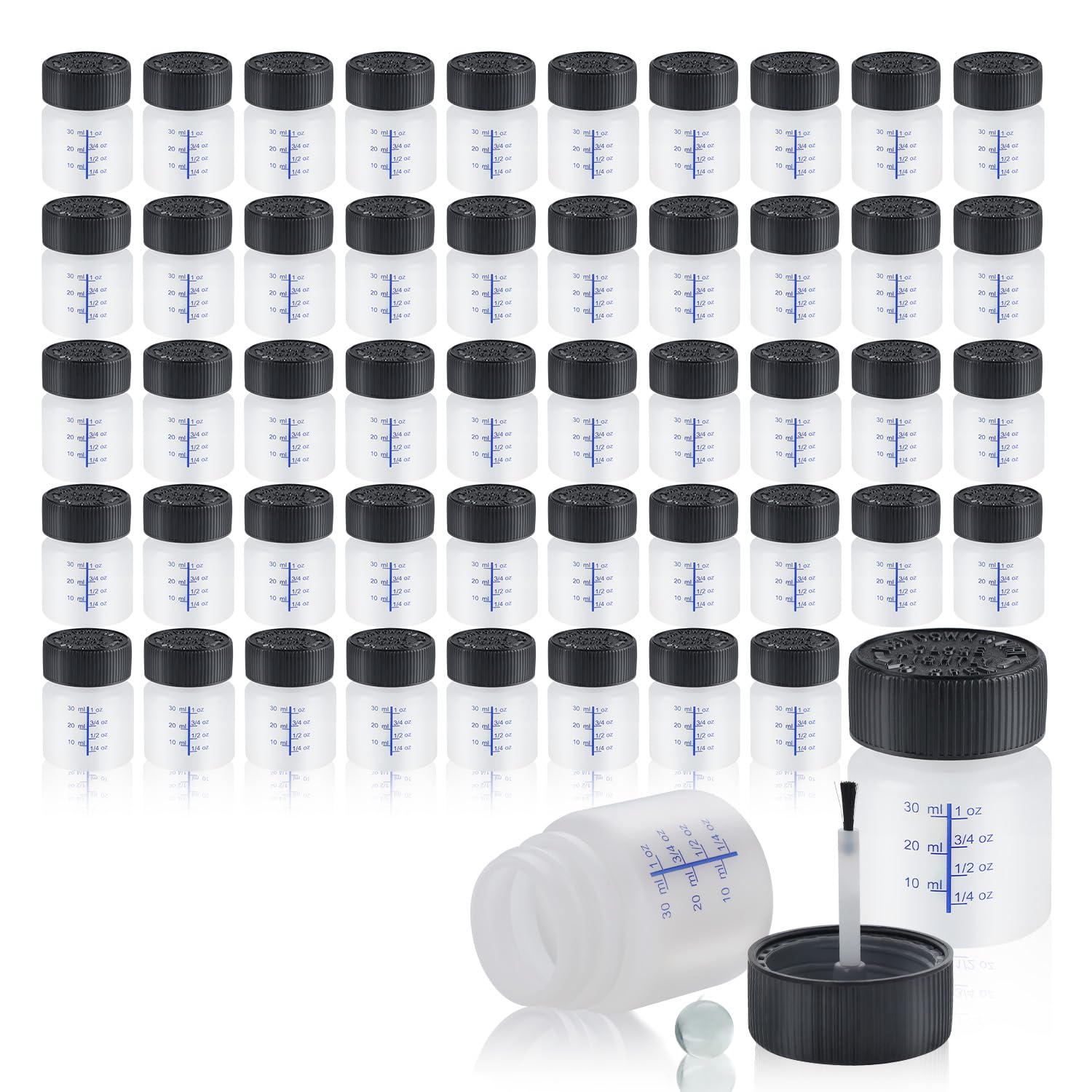Lichamp Touch Up Paint Container, 50-Piece 1 oz Paint Touch Up Bottles with Brush, 1 Ounce (30ml) A150TP