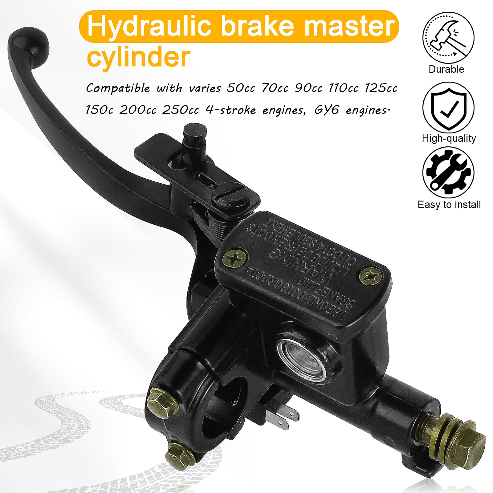 Qazaky 7/8Inch Left Handlebar Hydraulic Brake Master Cylinder Lever Pump For Atv Quad Moped Pit Dirt Bike Kids Motorcycle 50Cc 70Cc 90Cc 110Cc 125Cc 150C 200Cc 250Cc Gy6 22Mm Taotao Kazuma Sunl Roketa