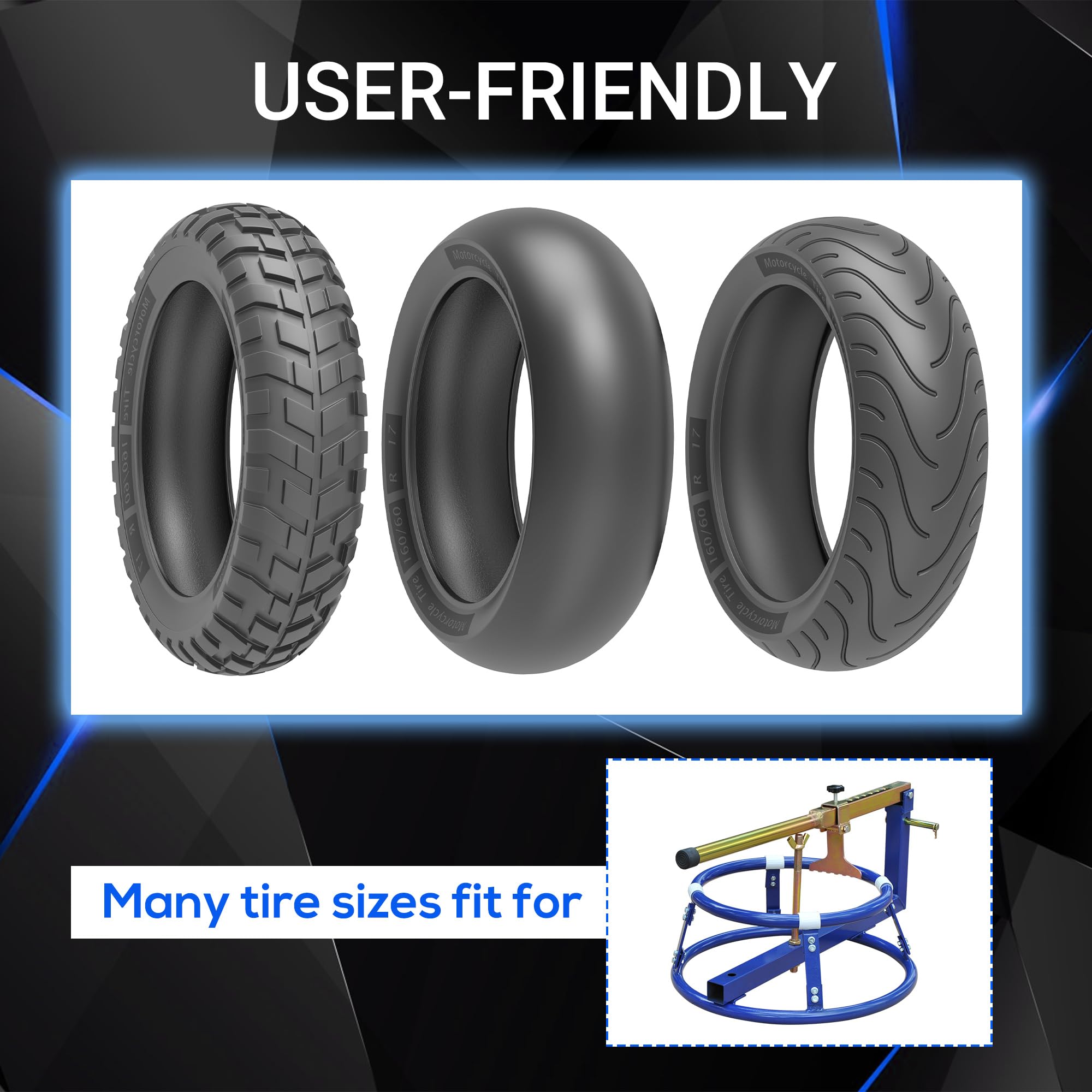 HOMCOM Motorcycle Tire Changer Stand with Adjustable Bead Breaker, Fit for 16-22in Tyres