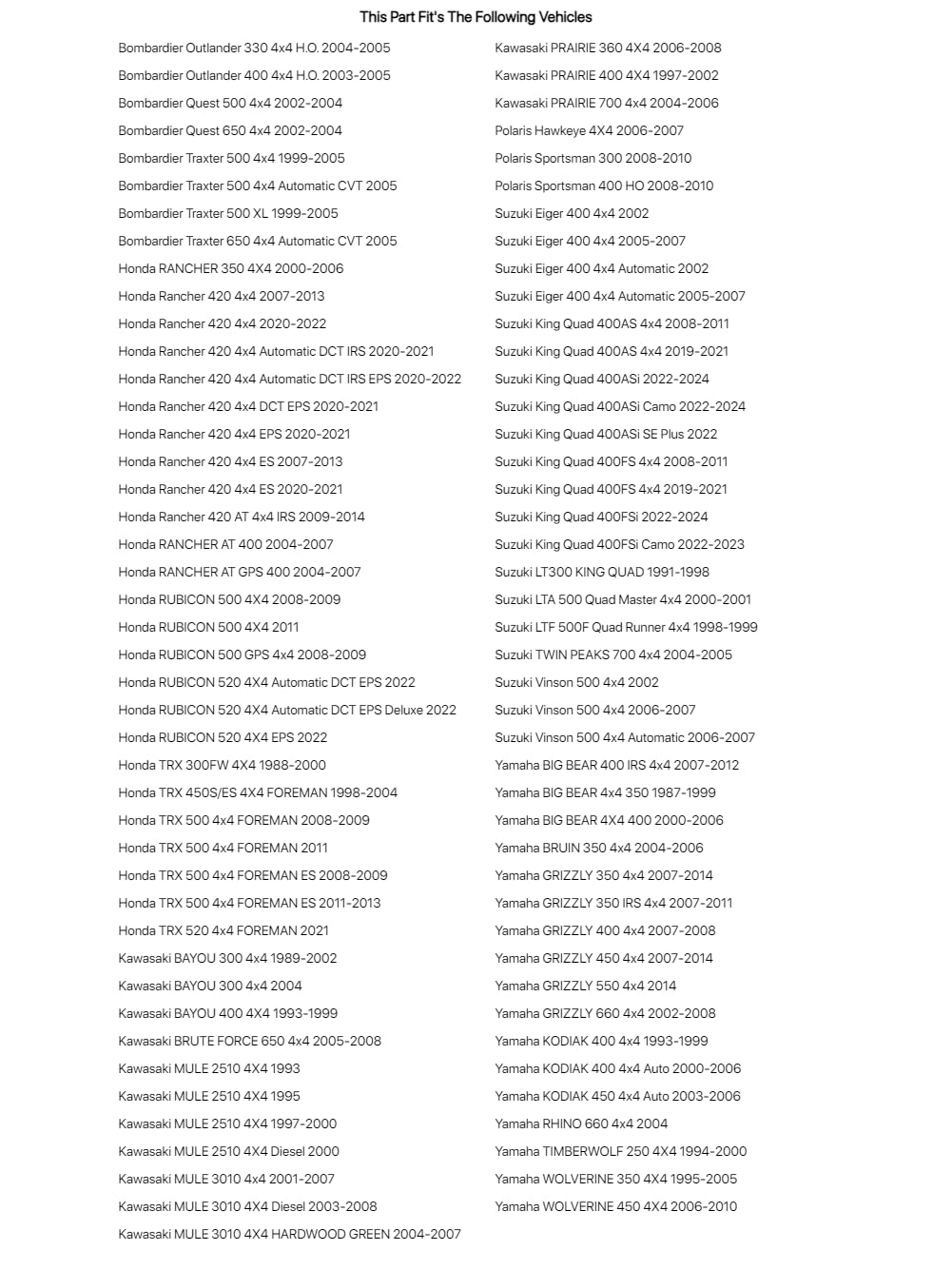 Tusk Stock Replacement Cv Boot Kit Outer Front For Bombardier Outlander 400 4X4 H.O. 2003-2005