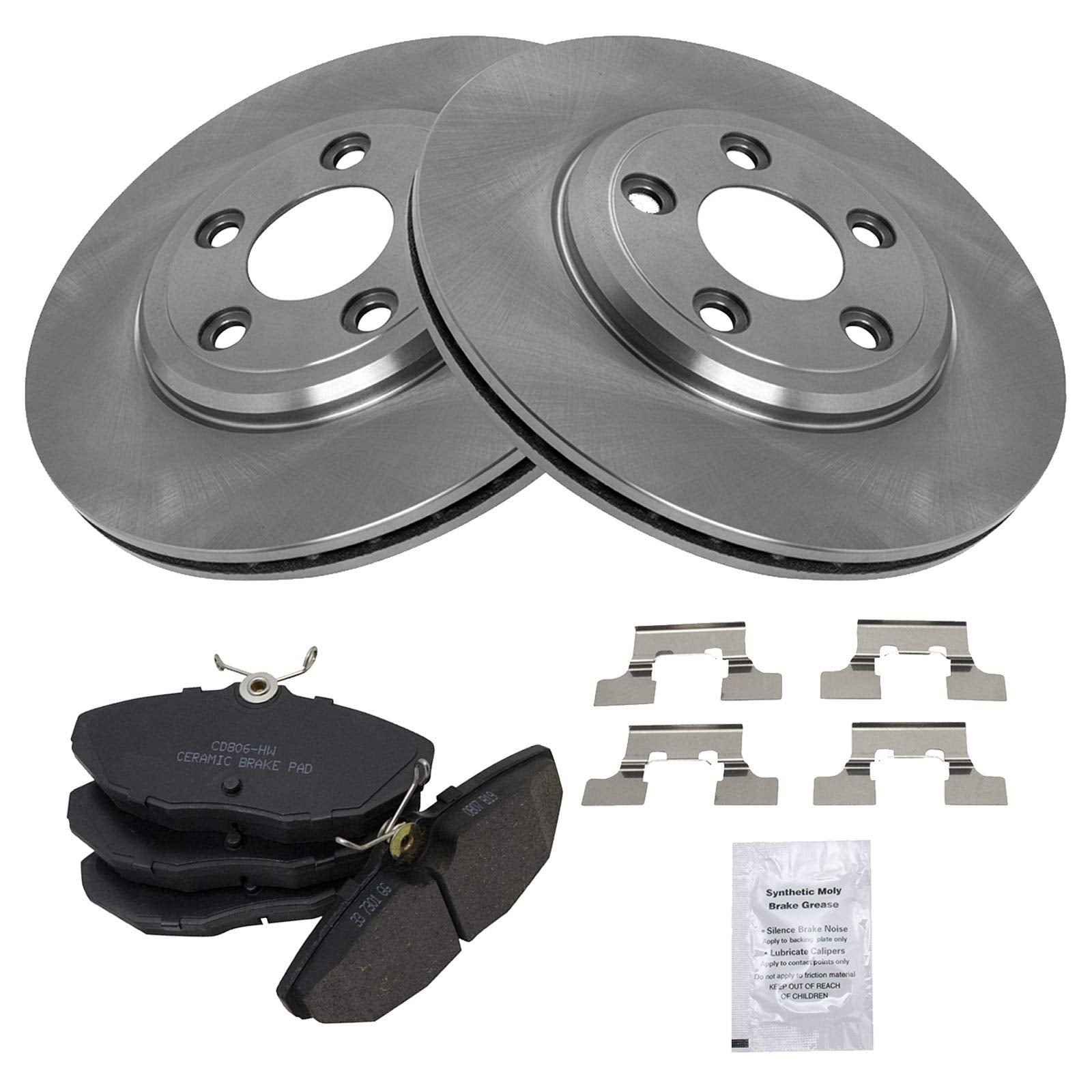 Trq Rear Brake Pad & Rotor Kit Brake Pads Brake Rotor Ceramic Compatible With 2002-2005 Ford Thunderbird 2000-2005 Jaguar S-Type
