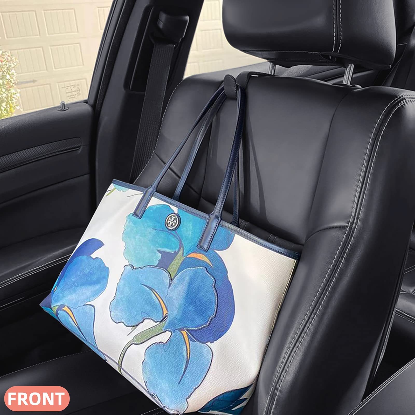 Tisohugo Car Seat Hooks, Cars Backseat Headrest Hangers Genuine Leather Stylish Vehicle Organizer Holders For Purse Clothes Hat