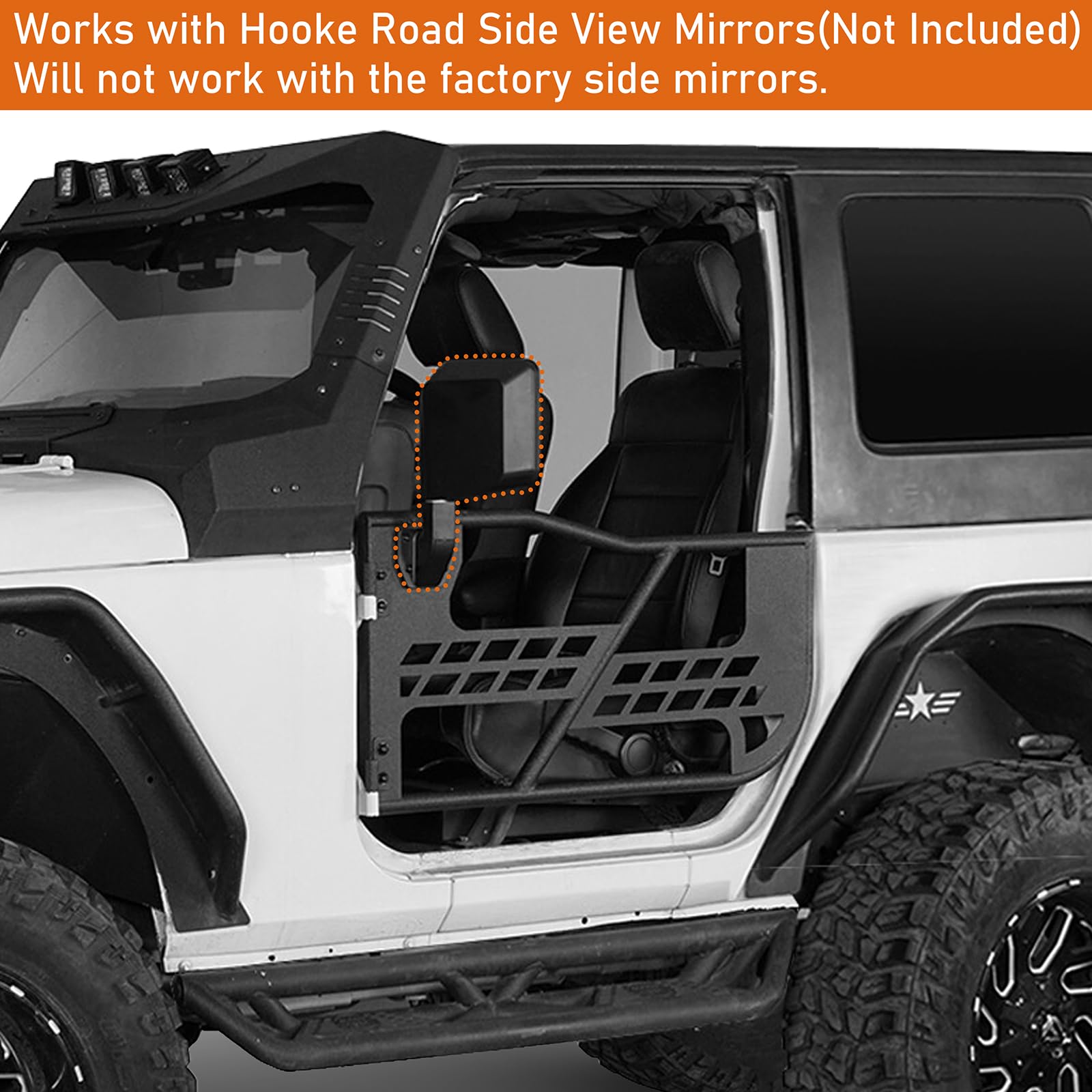 Hooke Road Wrangler Jk 2 Doors Tube Half Door Guards For 2007-2018 Jeep Wrangler Jk (2-Door Only)