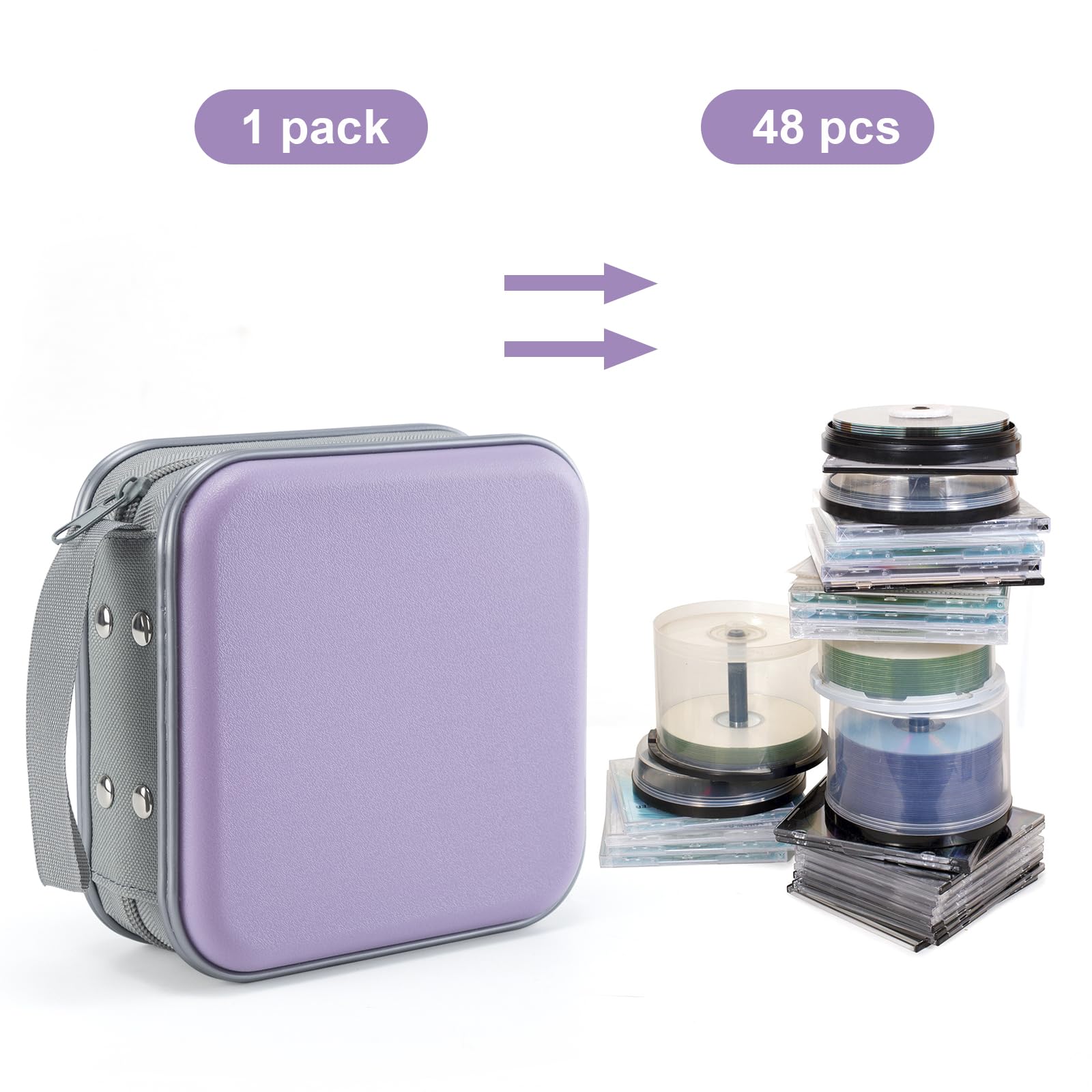 Uentip Cd Case For Car,48 Capacity Dvd Case Portable Zipper Cd Case Holder Large Storage Cd Wallet Cd Organizer Home Travel (Lav