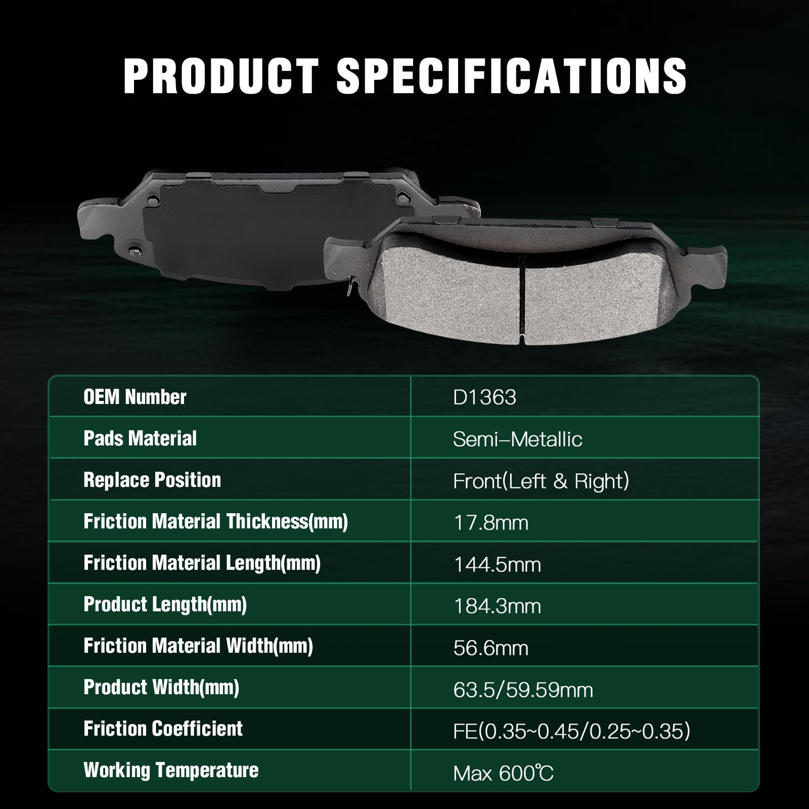 Automuto 8Pcs Front & Rear Disc Brake Pads Set D1707 D1363 For Cadillac Escalade Escalade Esv For Chevrolet Silverado 1500 Subur