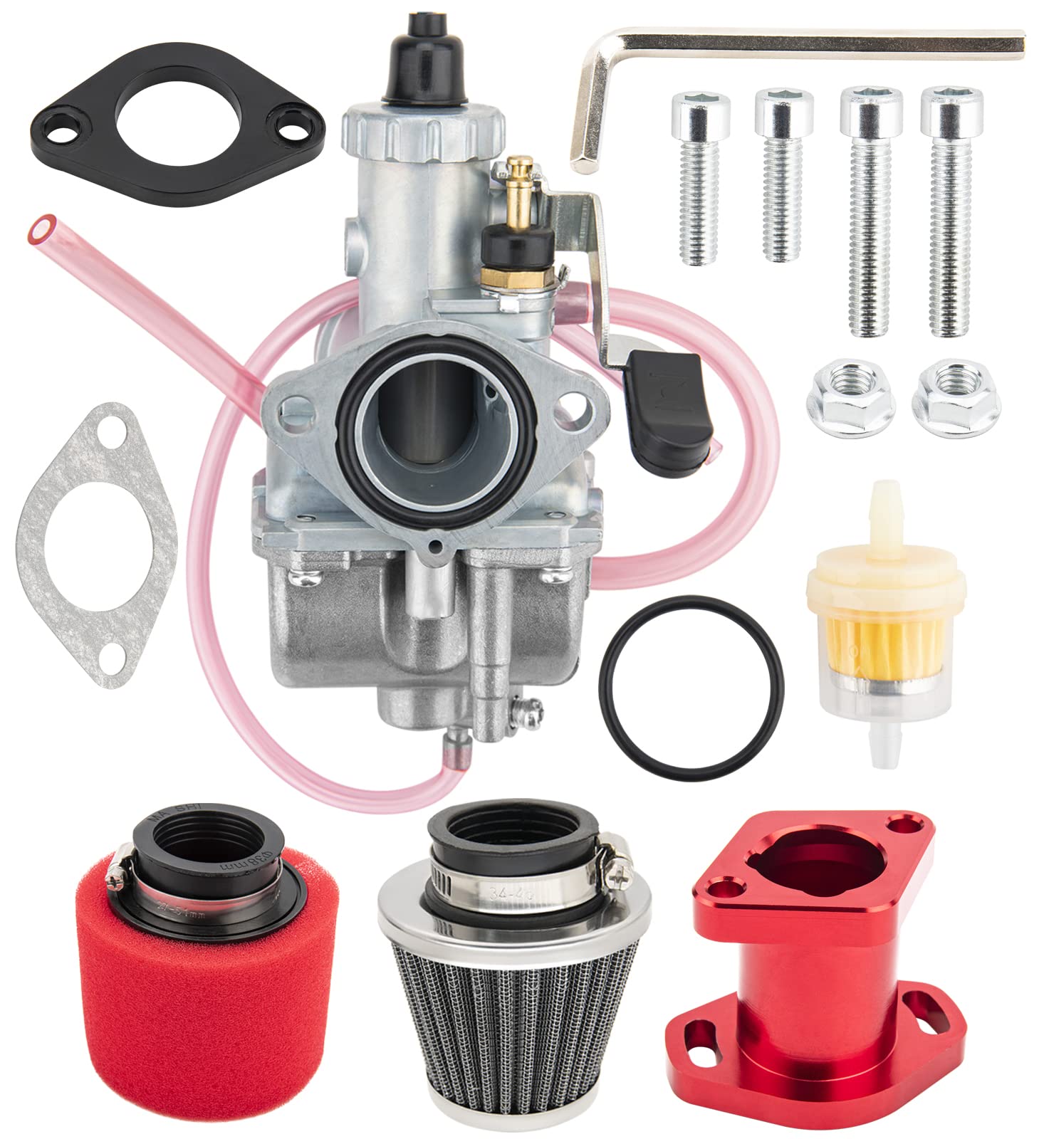 Vm22 26Mm Carburetor For Mikuni Performance Predator 212Cc Gx160 Gx200 Ct200U 196Cc Kt196 Pit Dirt Bike Mini Bike With 38Mm Air Filter Intake Pipe Mainfold Kit