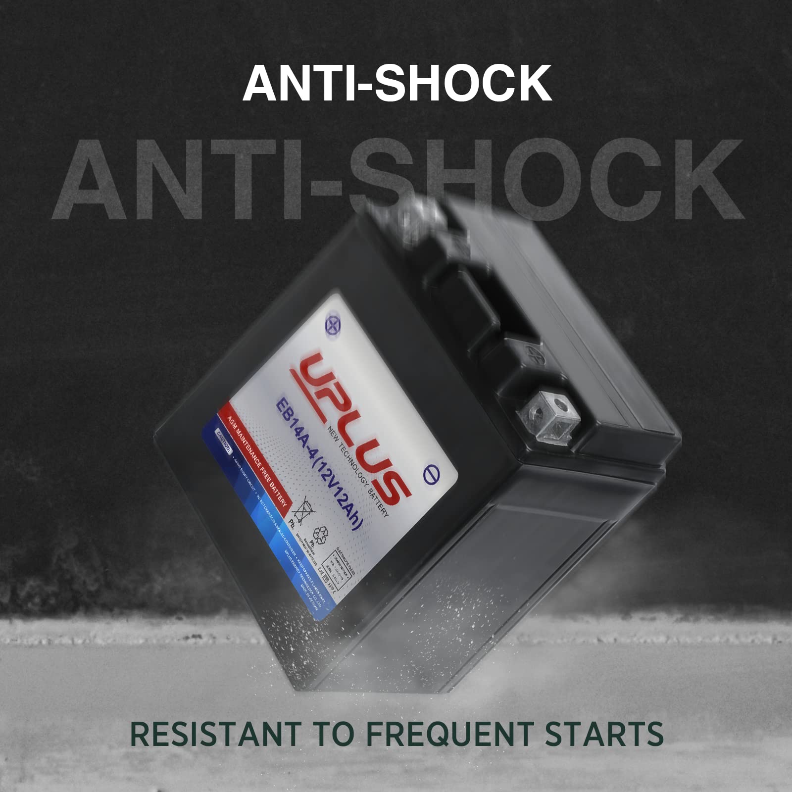 Uplus Atv Battery Ytx14Ah-Bs, Eb14A-4 Scooter Snowmobile Utv Motorcycle Battery Maintenance Free - Sealed Agm Powersports Batter