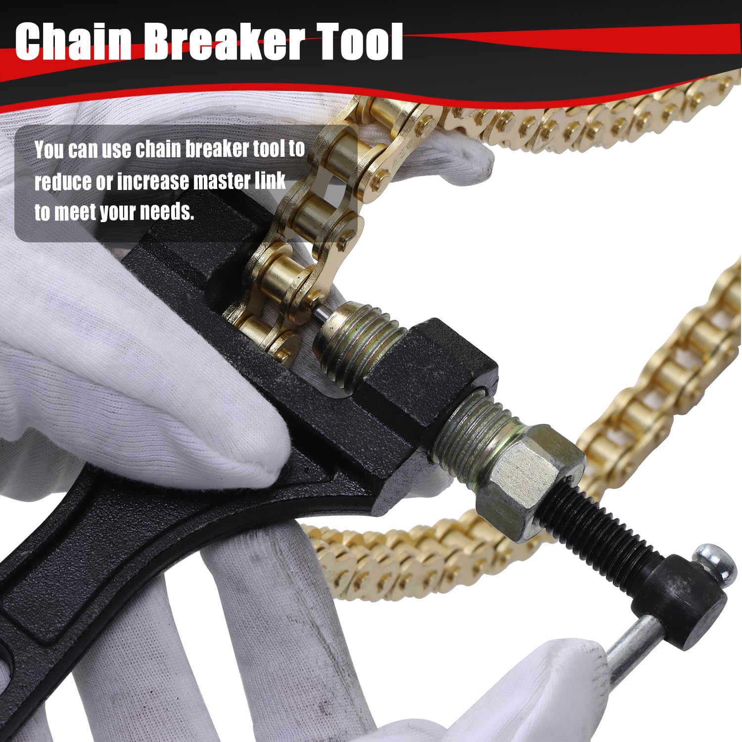 KAMIER 420 Motorcycle Chain 132 Links Gold with Chain Breaker for KX85 KX100 TTR110 SSR TaoTao Coolster Apollo Baja 50 70 90 110