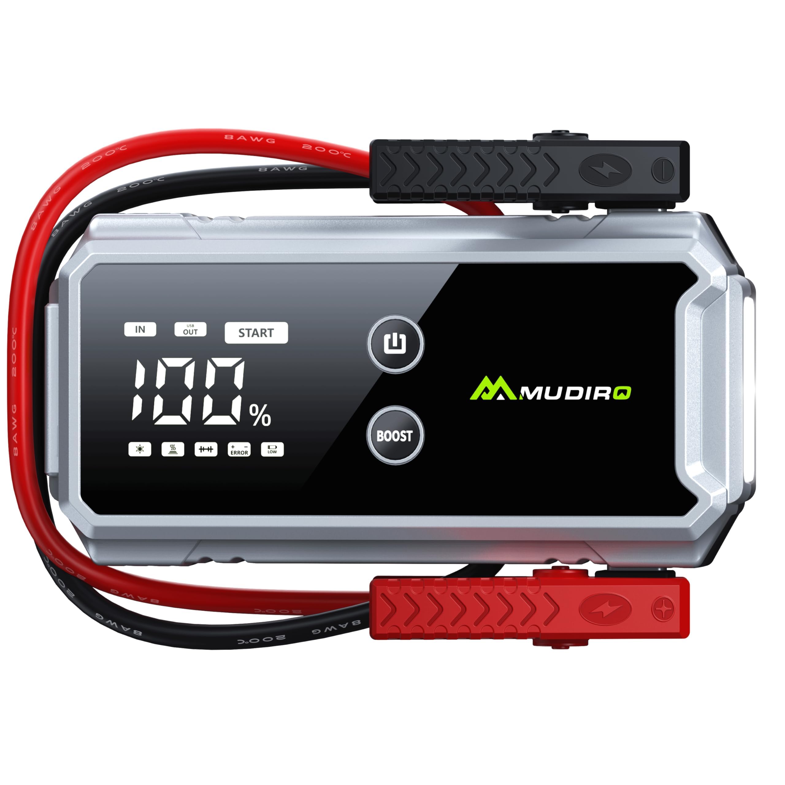 Mudiro M-ONE Jump Starter 6000A, 12V Battery Jumper Starter Portable(All Gas/10L Diesel), Jump Box for Car, Lights, Compact & Po
