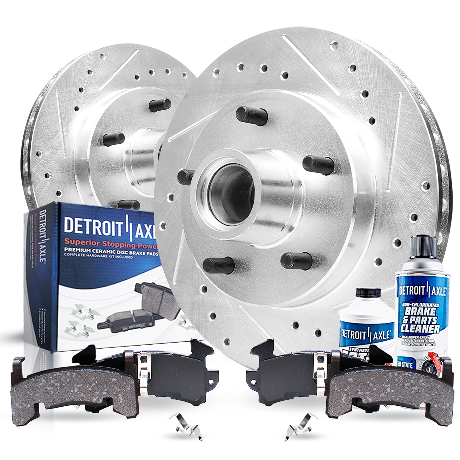 Detroit Axle - Front Brake Kit for Chevrolet S10 Blazer Camaro Malibu GMC Sonoma Jimmy Pontiac Grand Prix Drilled & Slotted Brak