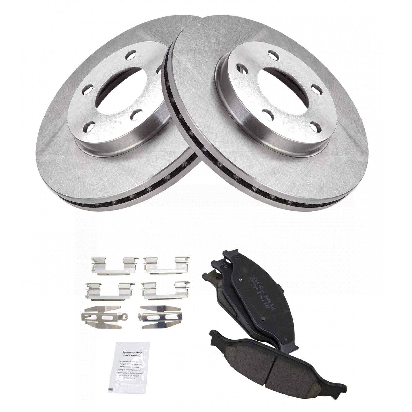 Trq Front Brake Pad & Rotor Kit Brake Pads Brake Rotor Ceramic Compatible With 1999-2004 Ford Mustang